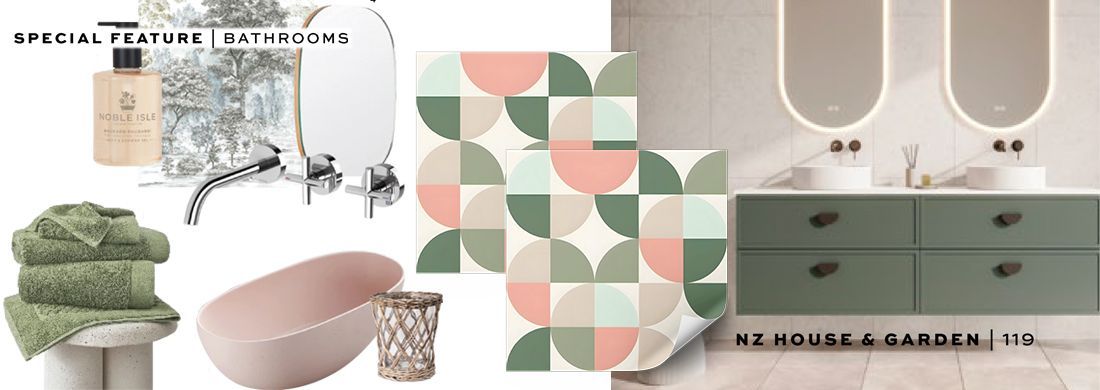 Bathroom inspiration - Tile stickers featured in NZ House & Garden magazine