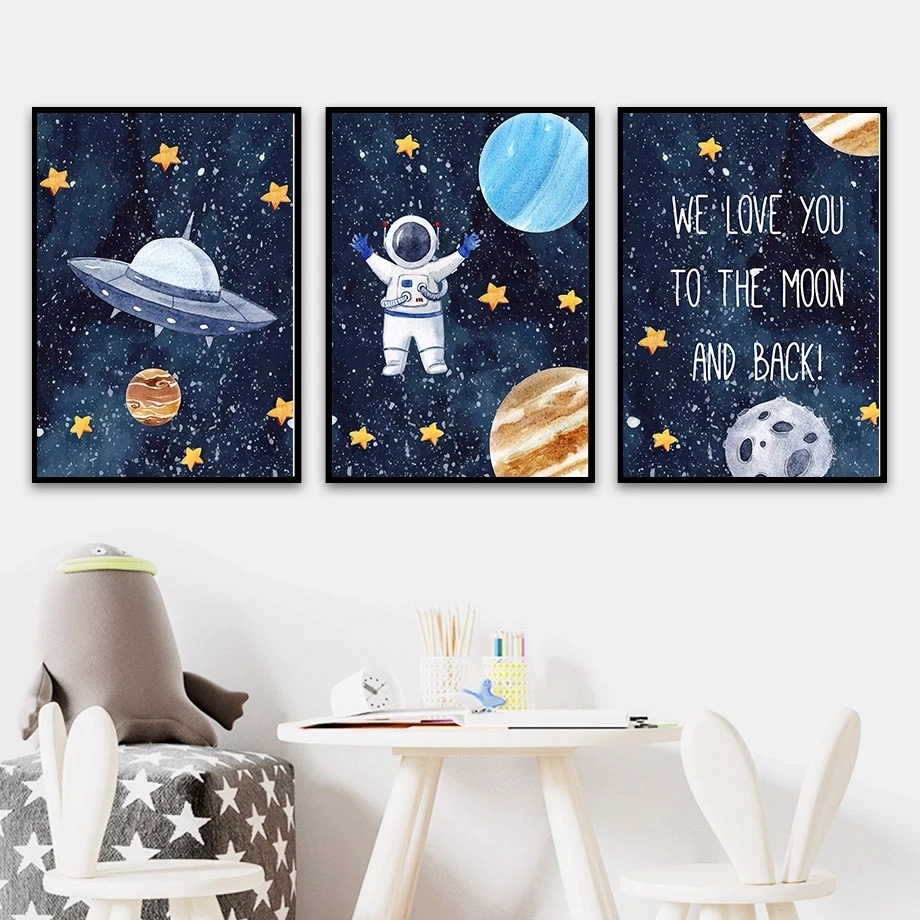 Posters - Space / WE LOVE YOU TO THE MOON AND BACK! / Set of 3