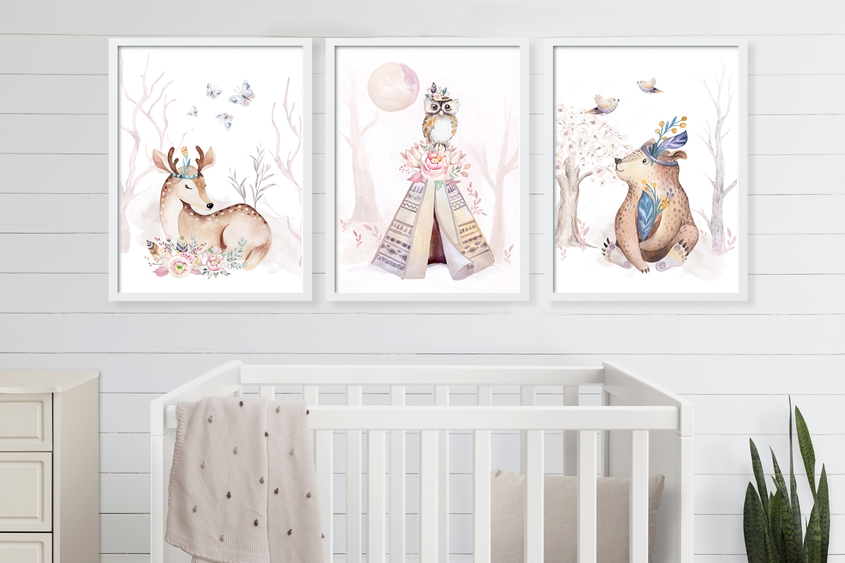 Posters - Deer, Boho Bear, Owl/ Set of 3