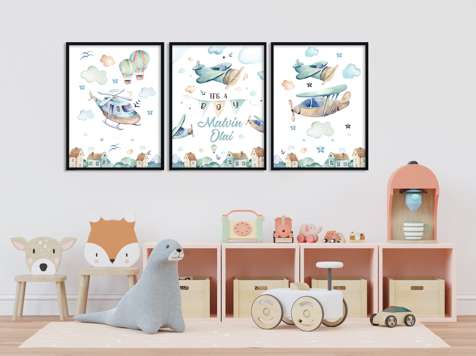Posters - Planes and Air Balloons / Set of 3
