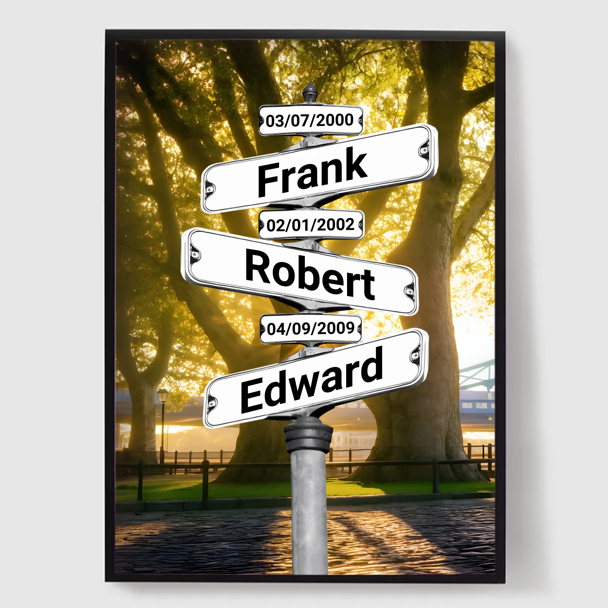 Poster - Crossroad signs / Personalised with Name and Date / Summer