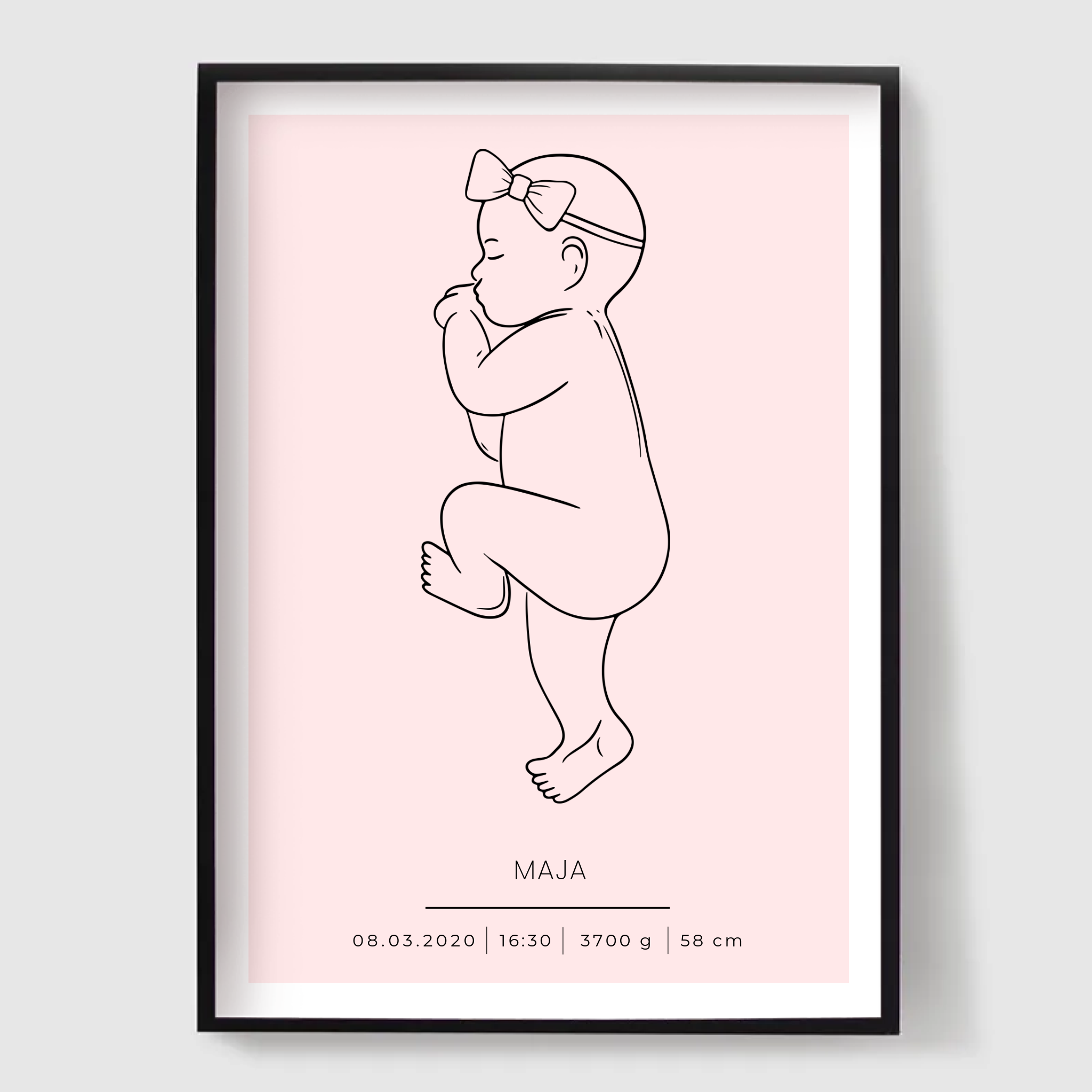 Poster -  Birth Poster / Pink / Personalised