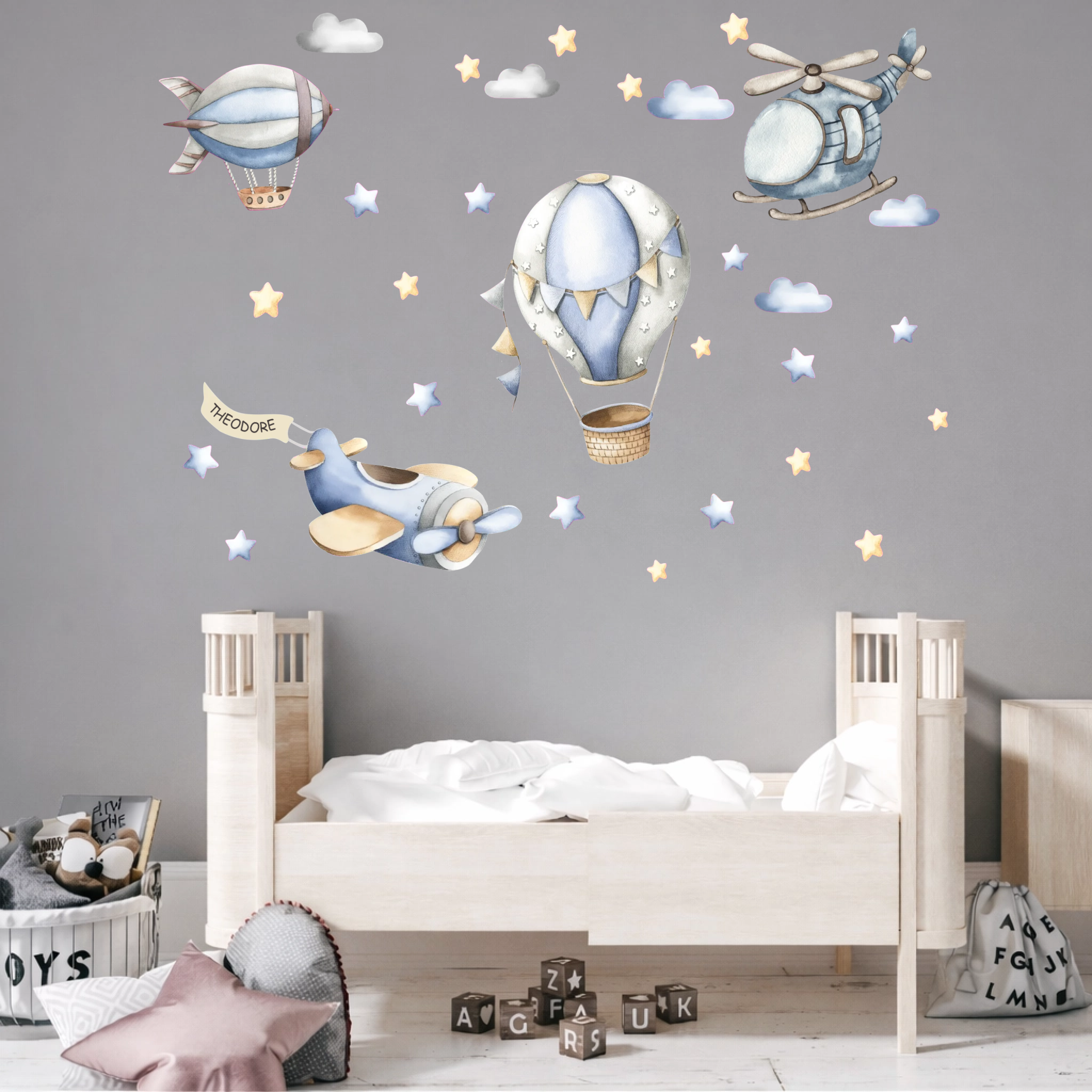 Wallsticker - Hot Air Balloon and Planes