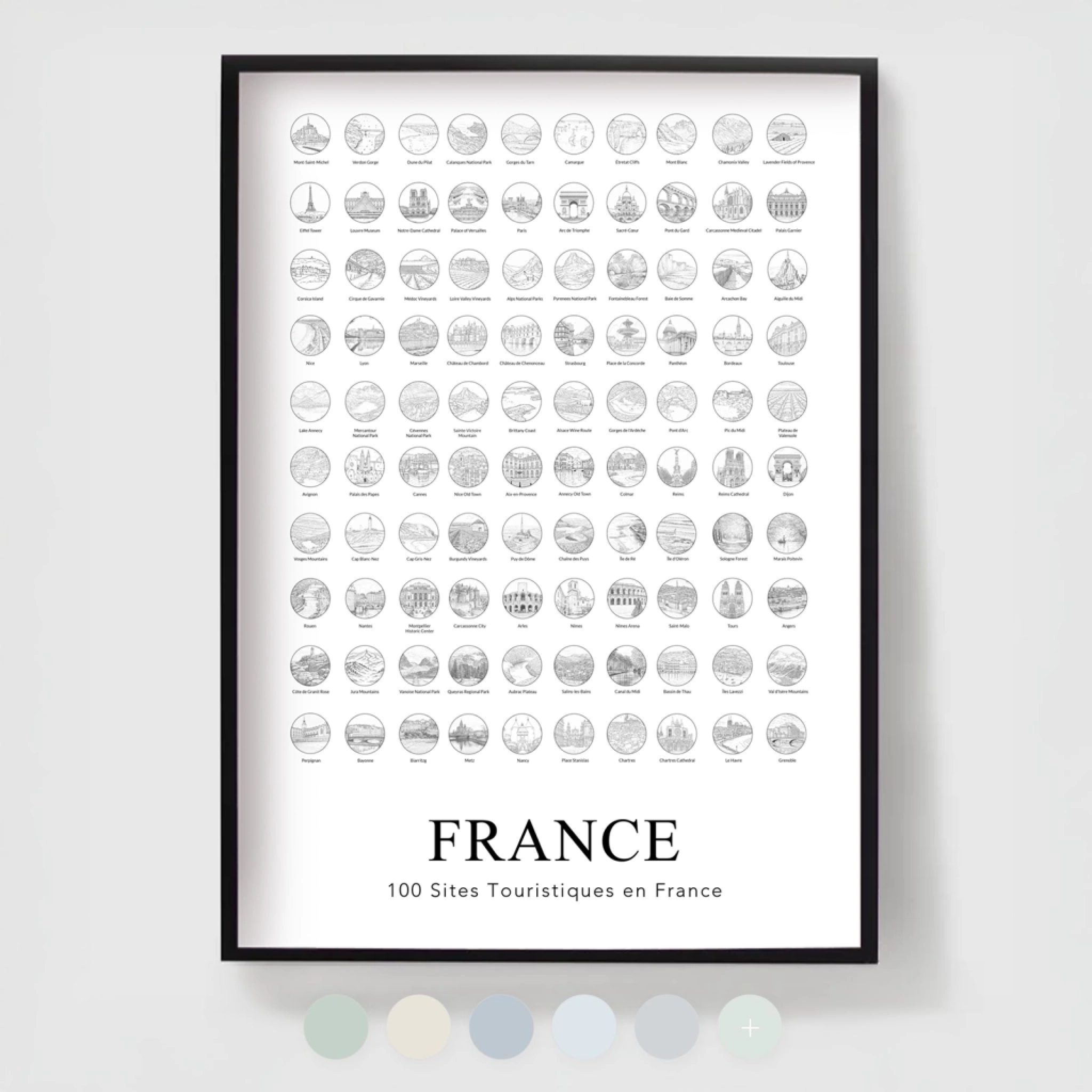 France Poster - 100 places to visit