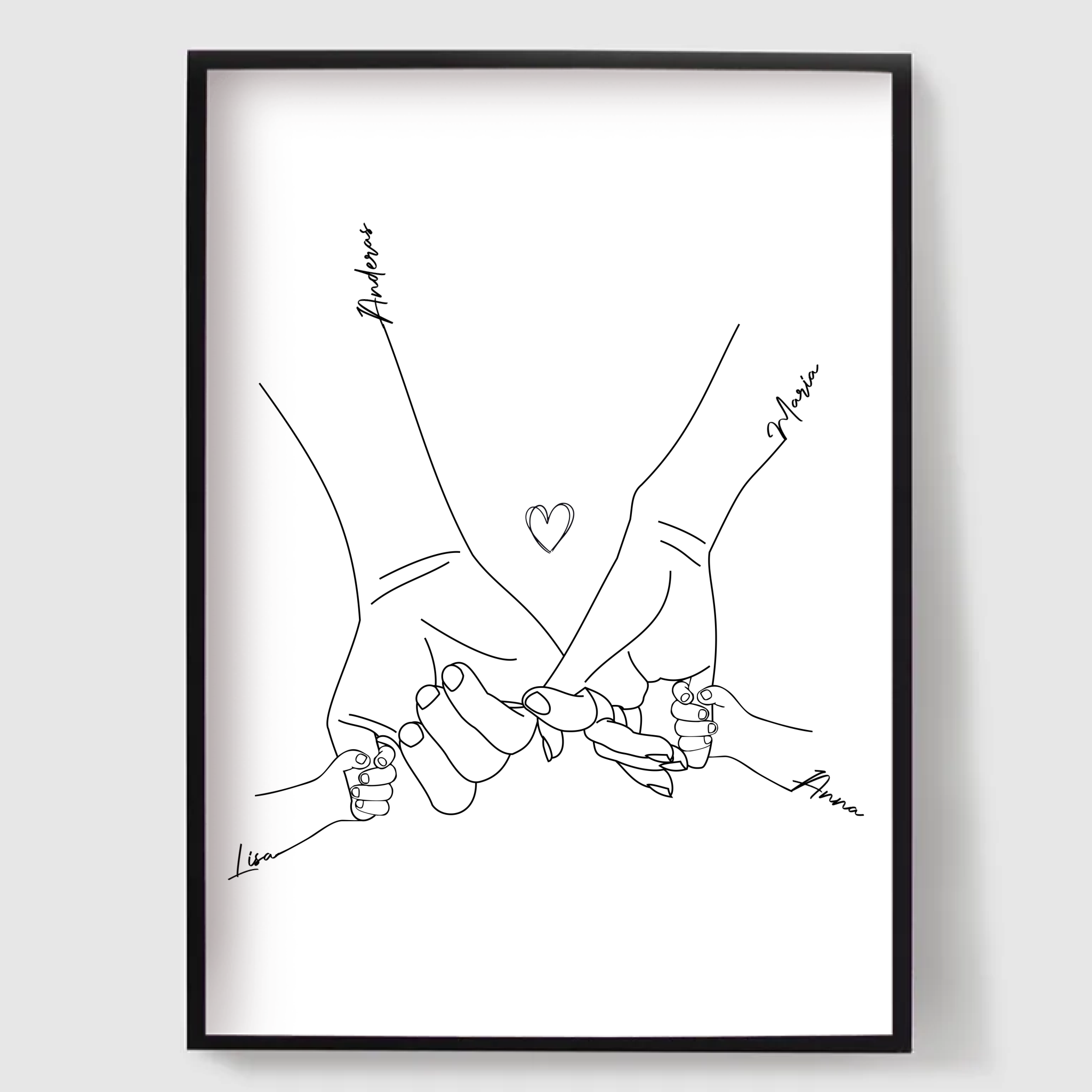Personalised Poster - Family Line Drawing - 4 Names