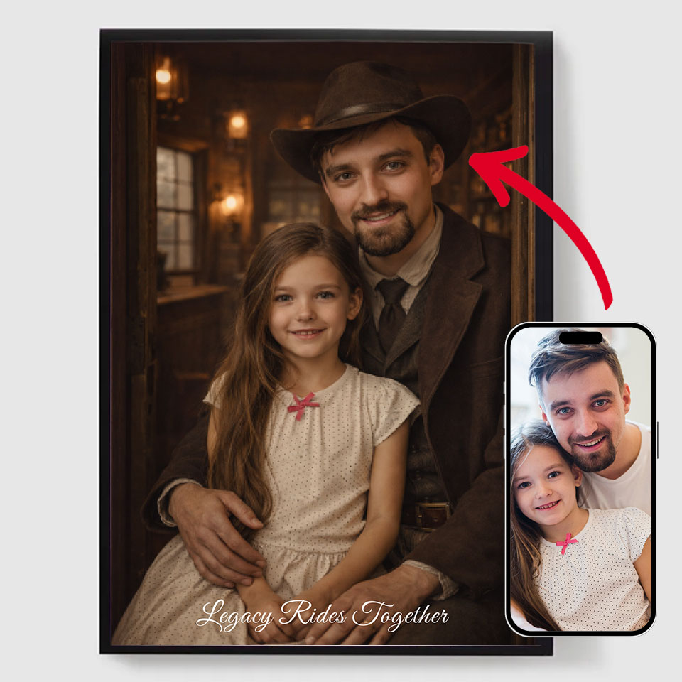 Personalised Poster - Custom Cowboy Family Portrait - AI Poster
