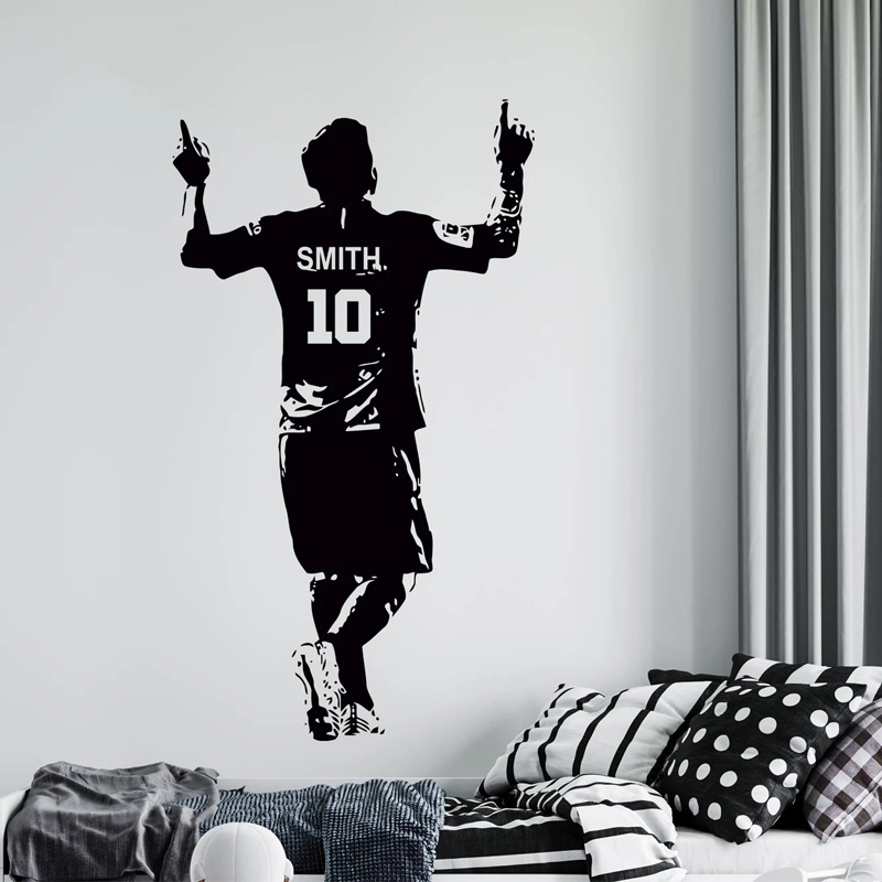 Wallsticker -  Football Player  / Personalised  Name and Number / Transparent