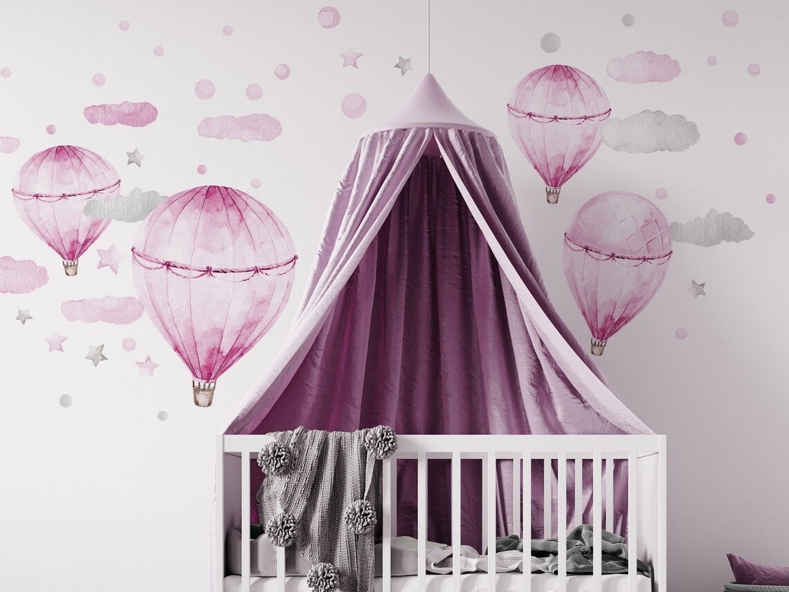Wallsticker - Hot air Balloons  / Pink Pastel