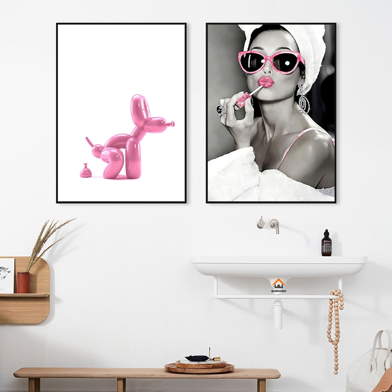 Posters - Woman Art for Bathroom / Pink / Set of 2
