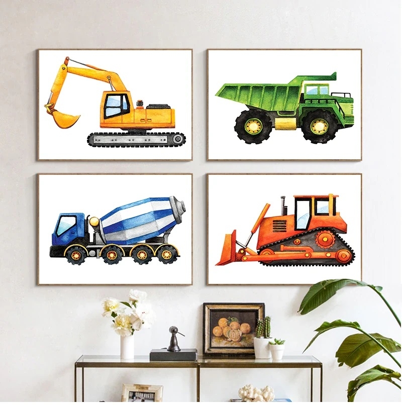 Poster - Construction Vehicles  / Set of 4