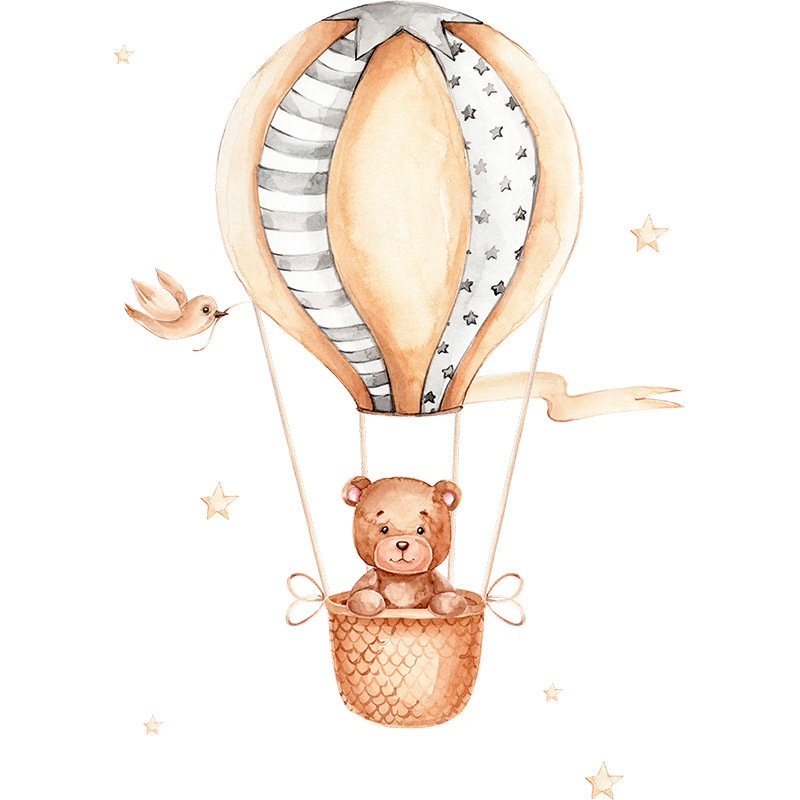 Wallsticker - Bear on Hot Air Balloon