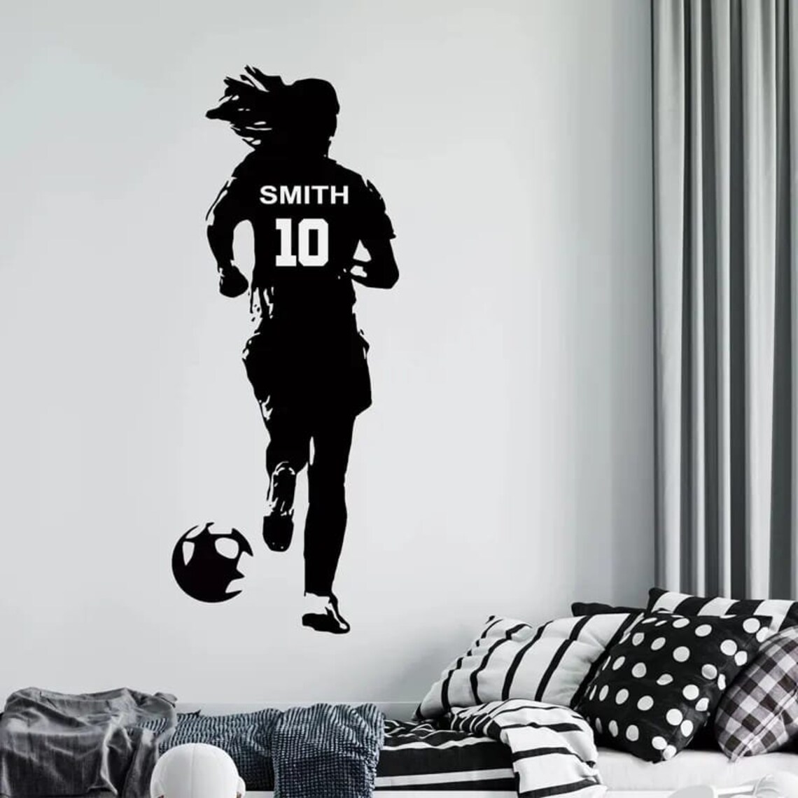 Wallsticker -  Football Player  / Name and Number / Personalised / 02