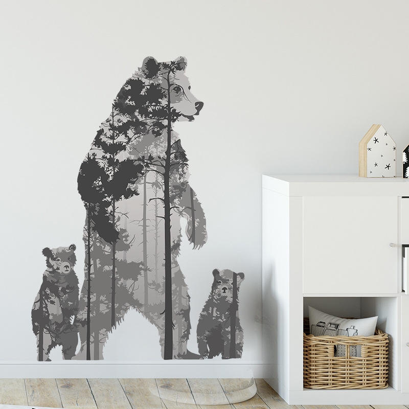 Wallsticker - Bear with Cubs