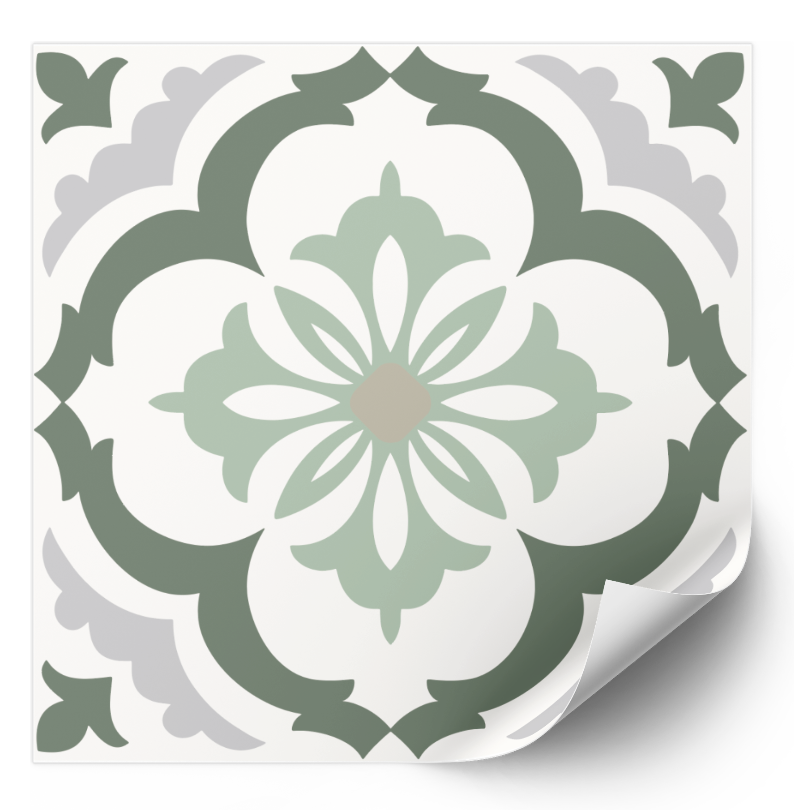 Tiles Sticker - Vintage Tile Decals / Green / 24 pcs