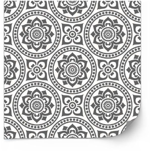Tiles Sticker - Grey & White Patterned Tile Decals / 24 pcs