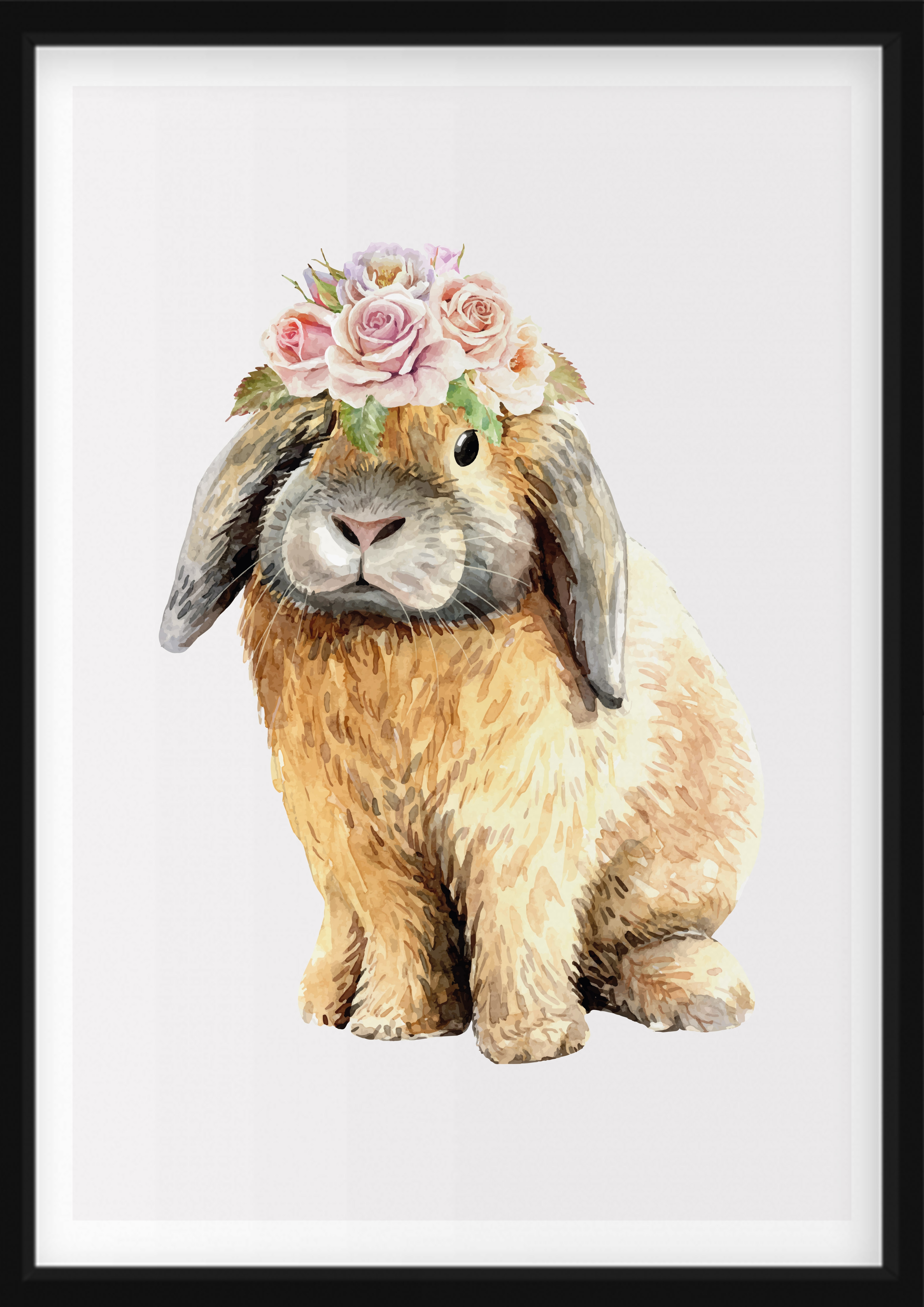 POSTER - Rabbit with flowers on his head