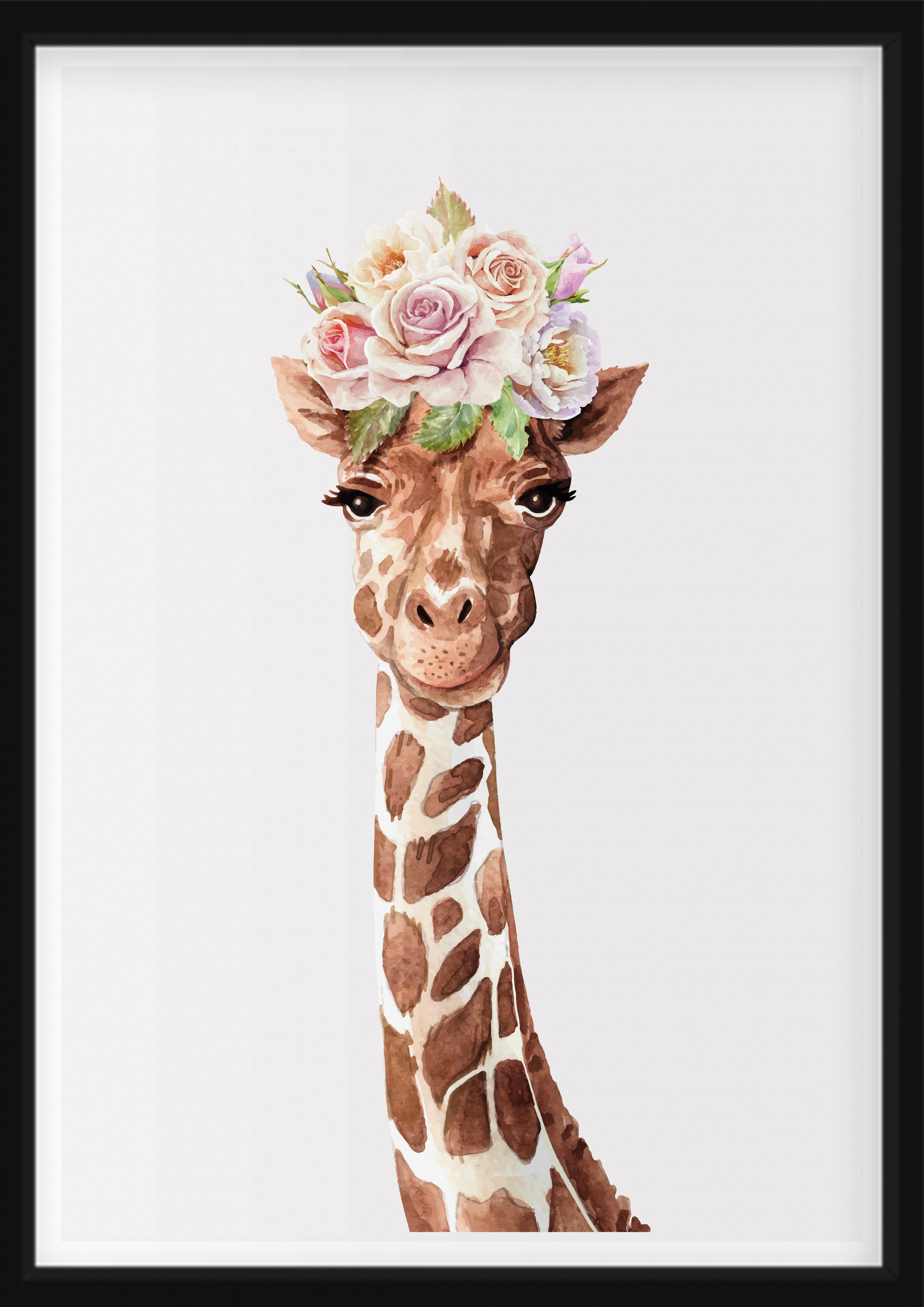 POSTER - Giraffe with flowers on head