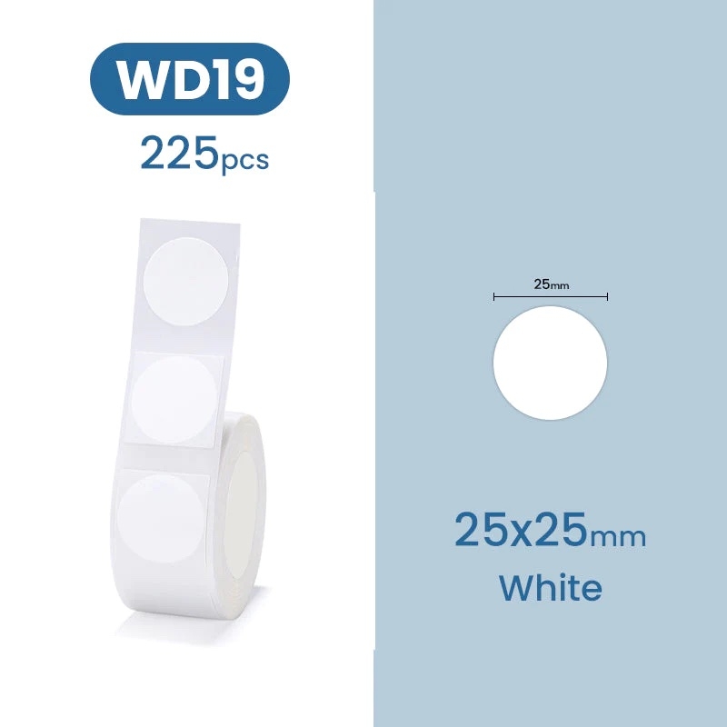 NIIMBOT Labels Stickers for D101 25 x 25mm / 225 pcs / White / Round