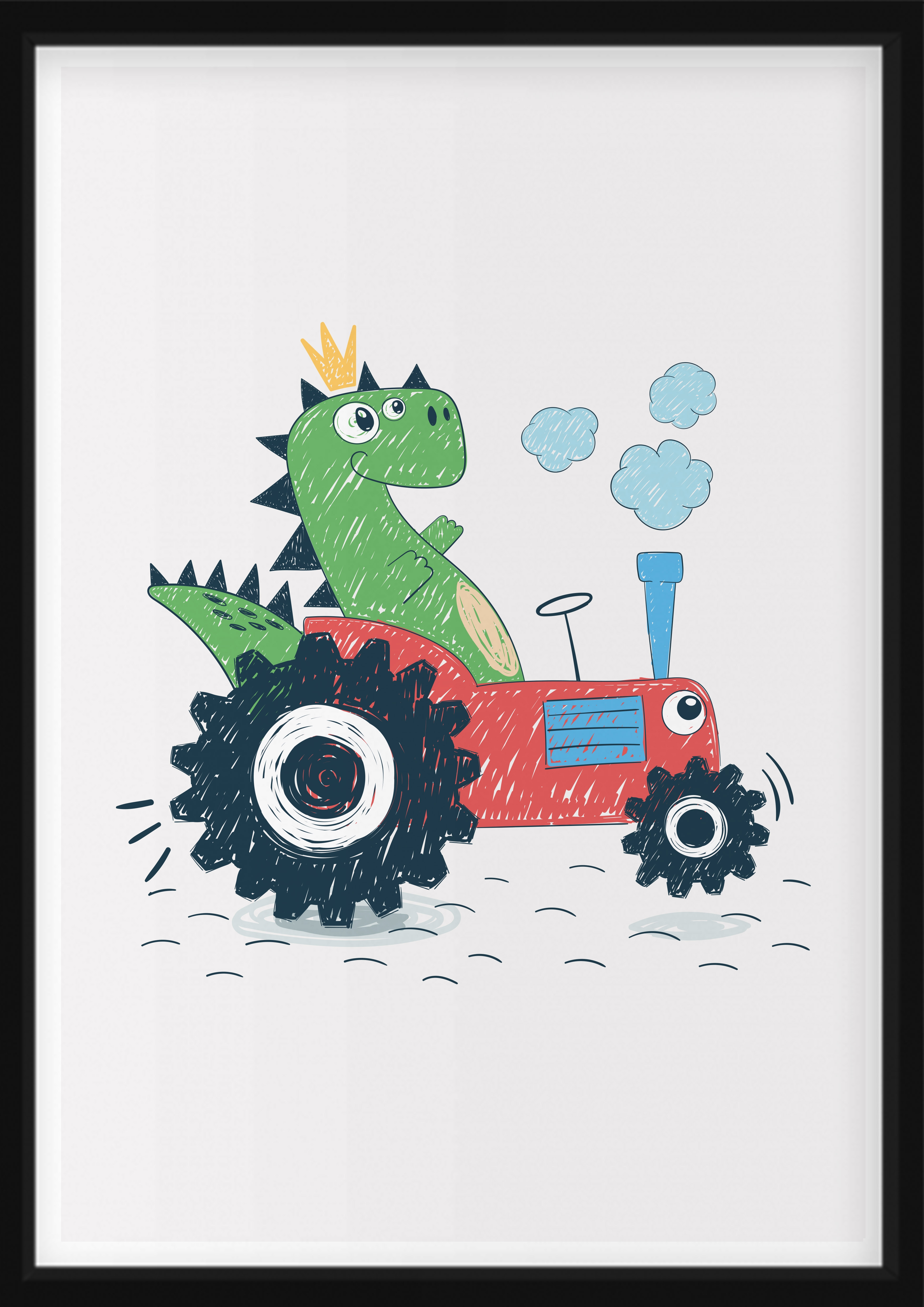 Poster - Dino in Tractor