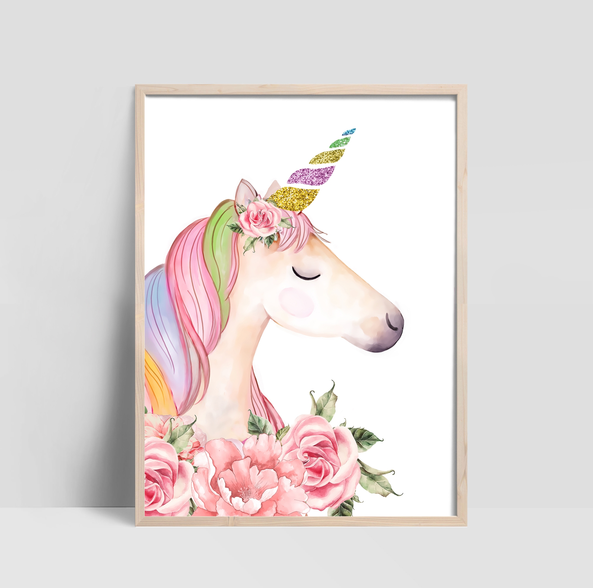 Poster - Unicorn with Flowers / Right