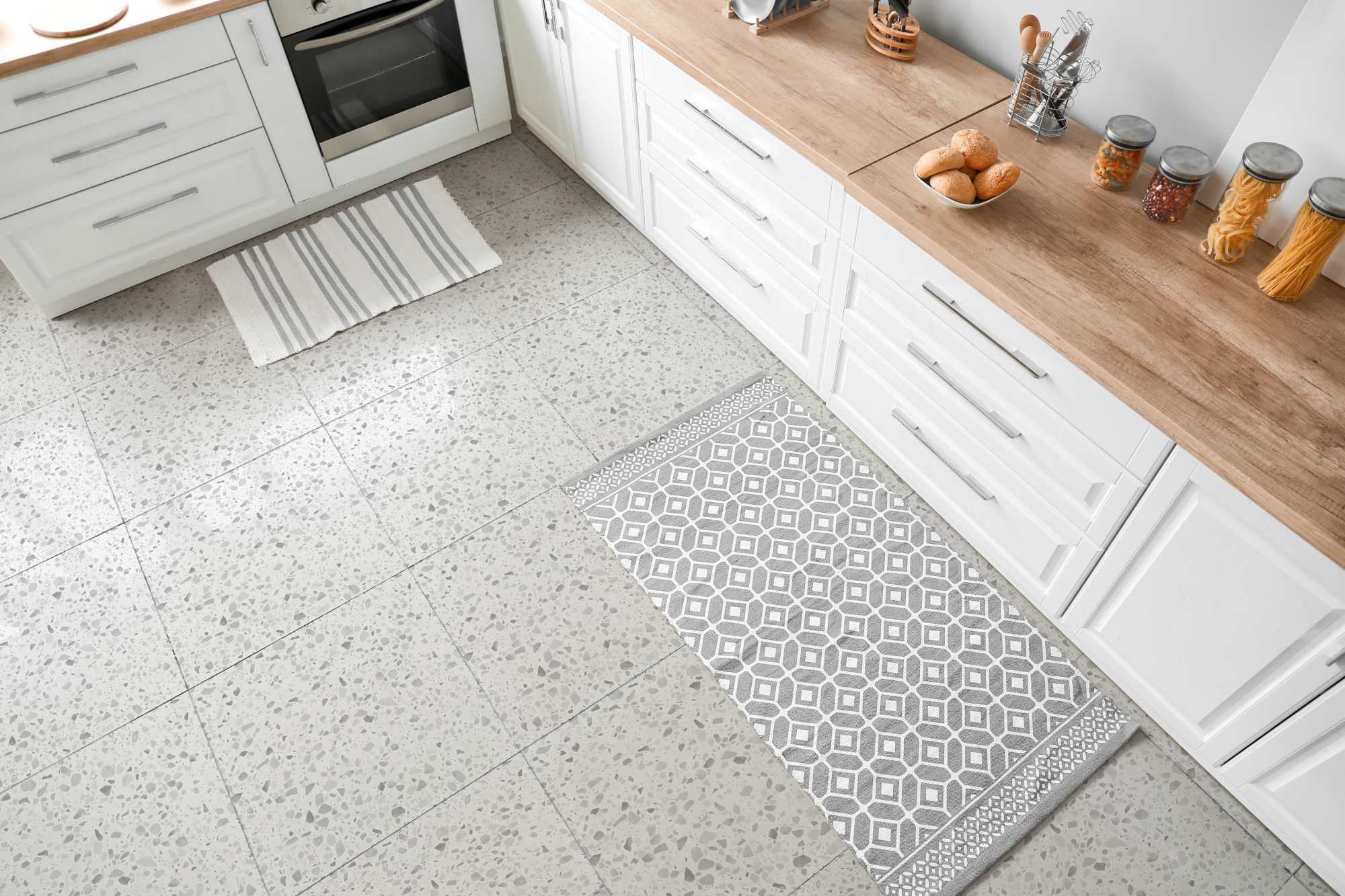 Floor Tiles Sticker - Pale White and Grey pattern  / Peel and Stick / 24 pcs