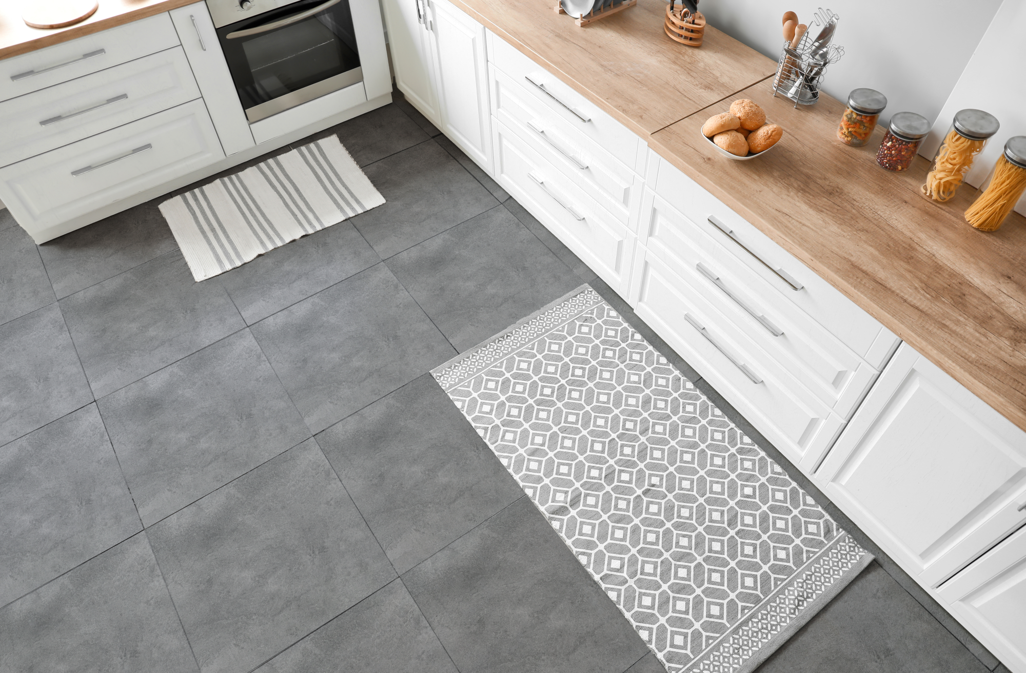Floor Tiles Sticker -  Dark Grey  pattern   / Peel and Stick / 24 pcs