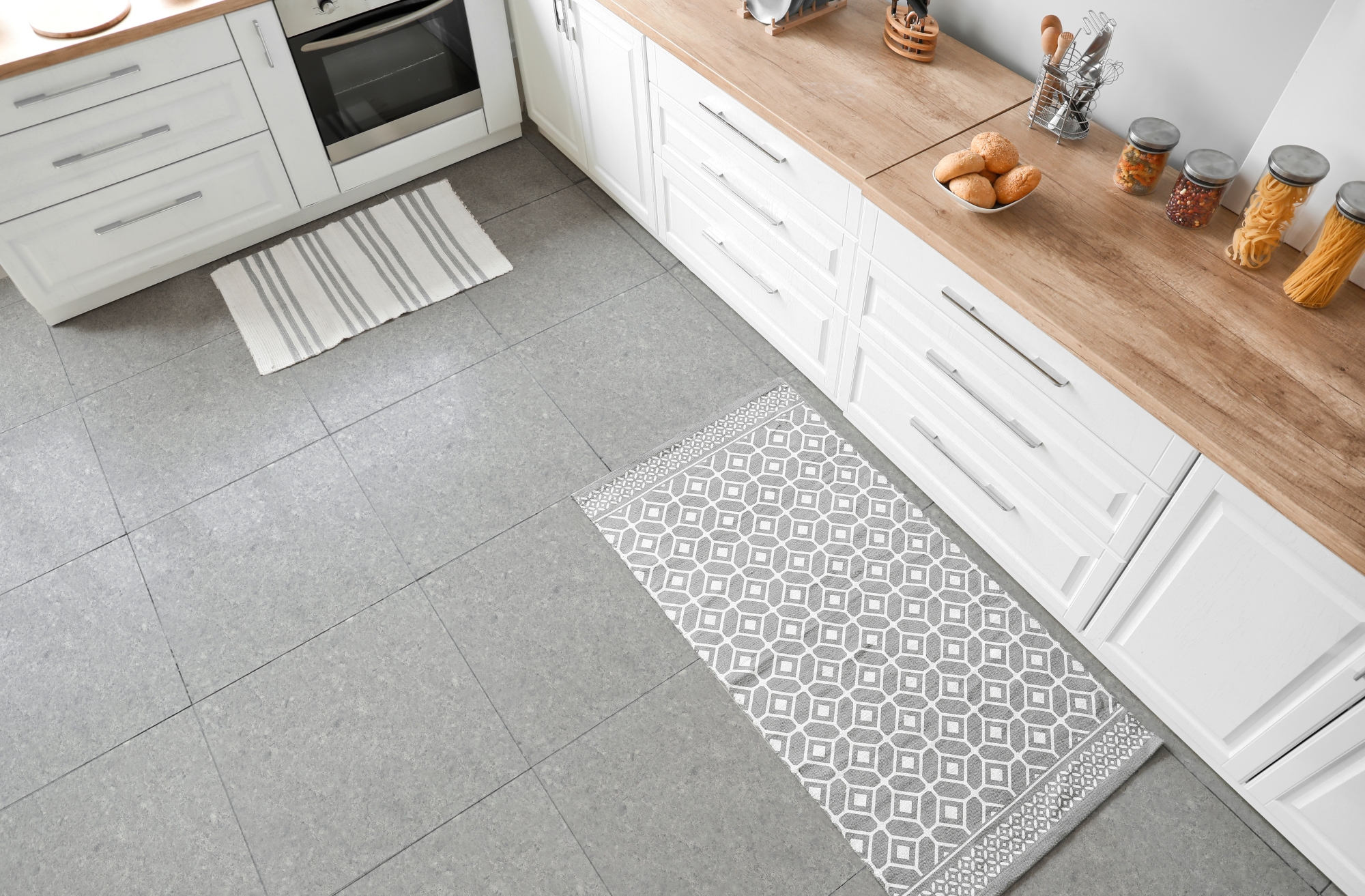 Floor Tiles Sticker -  Pale Grey  pattern  / Peel and Stick / 24 pcs