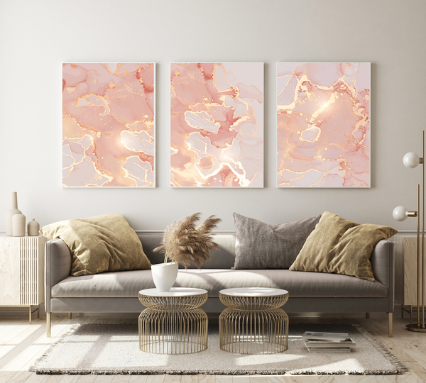 Posters -  Pink golden marble pattern / Set of 3