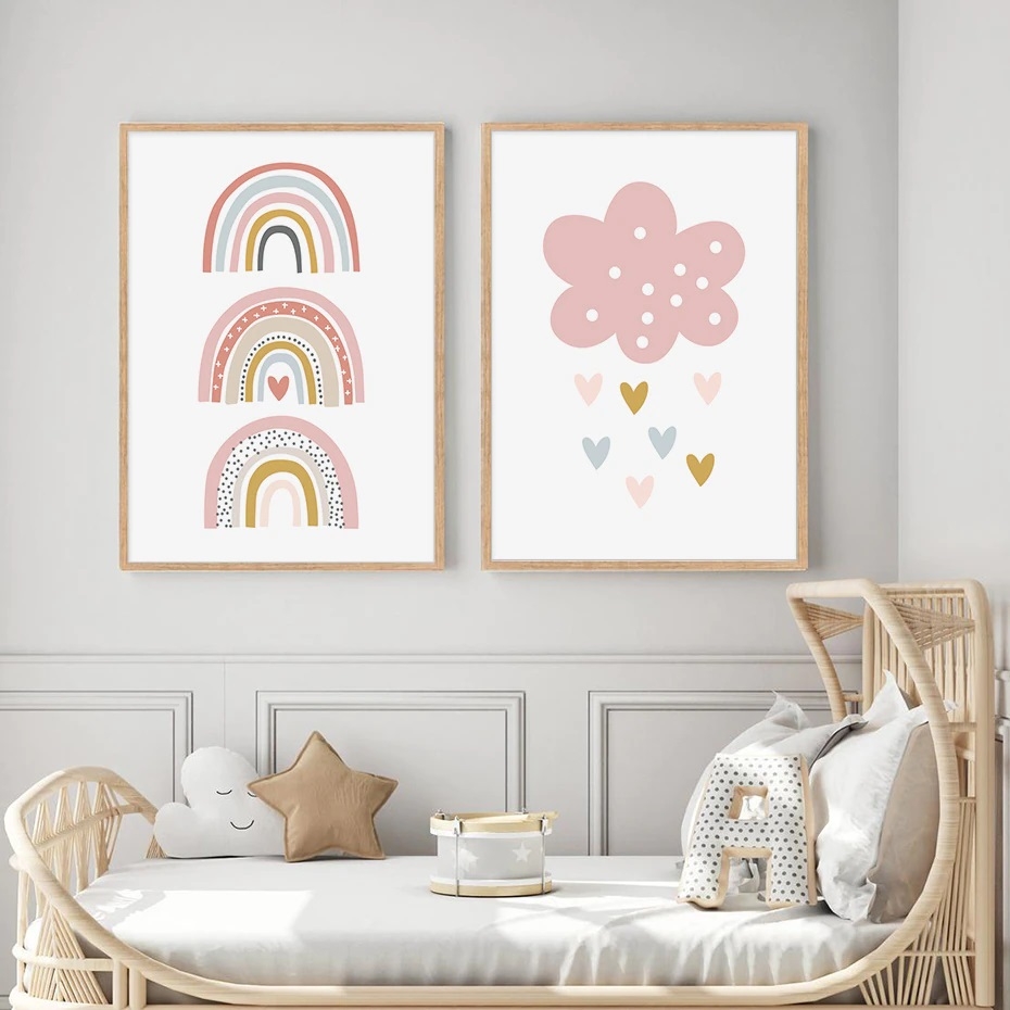 Poster - Cartoon / Rainbow and Cloud / Set of 2