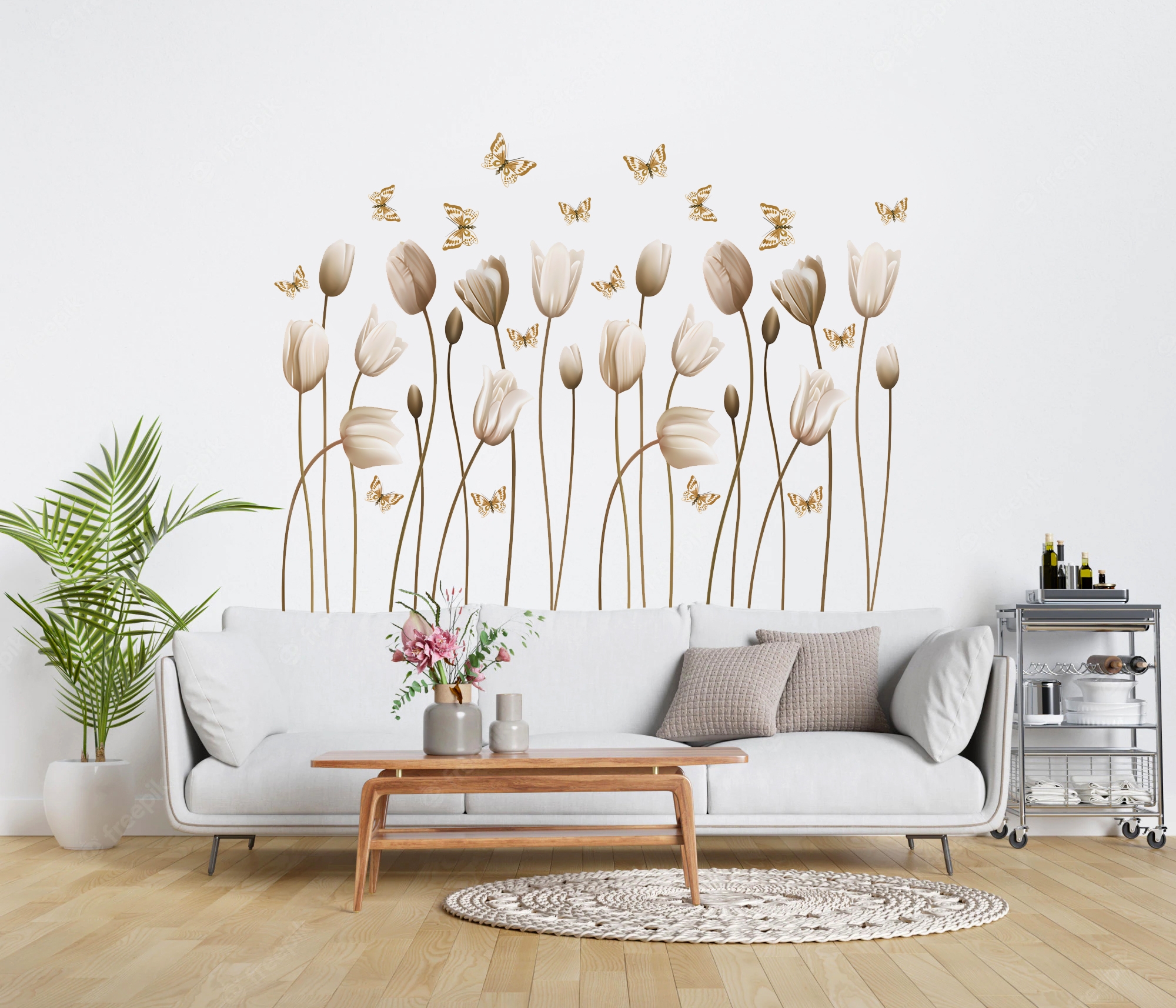 Wallsticker - Tulip and Butterflies