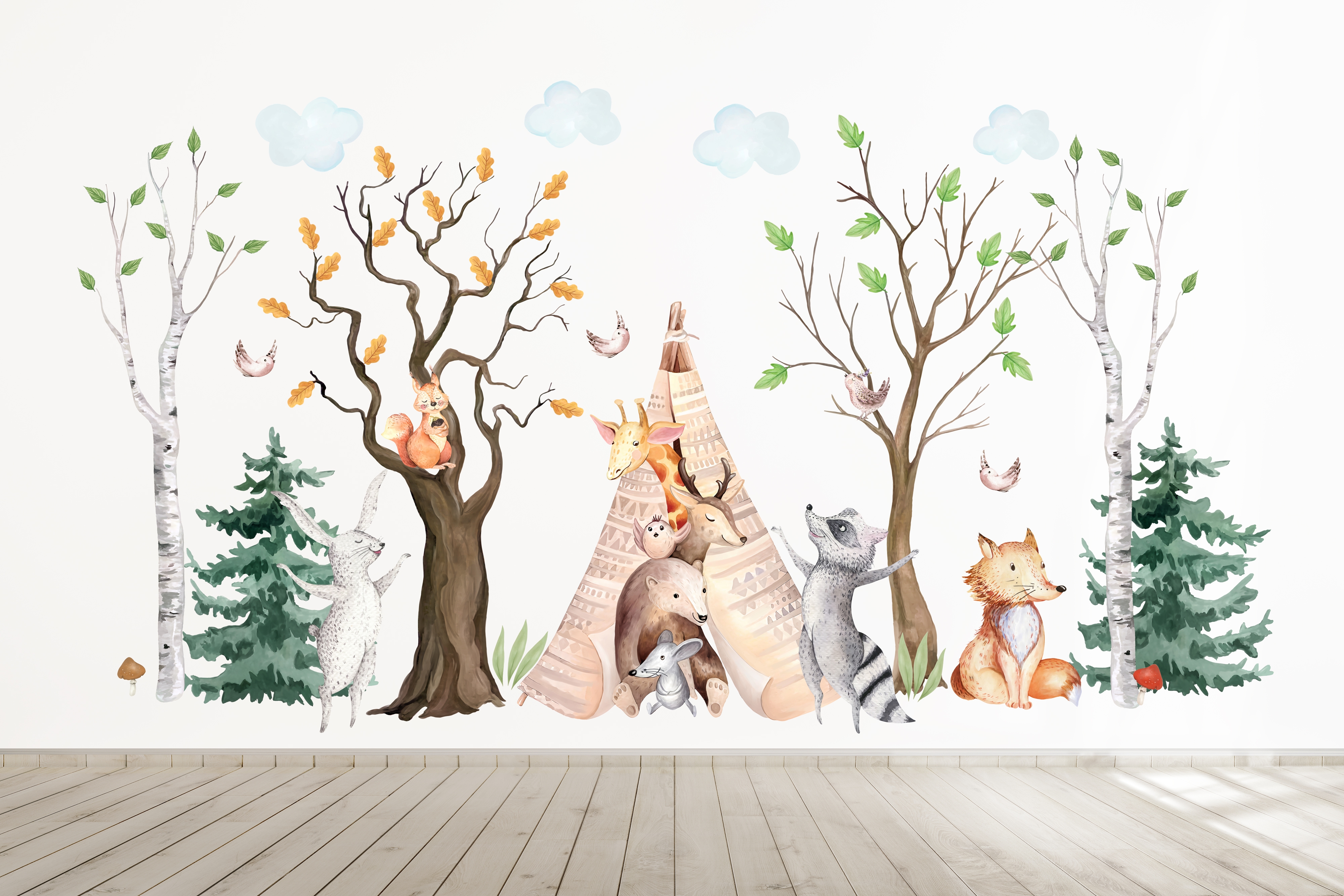 Wallsticker - Forest Animals in Teepee
