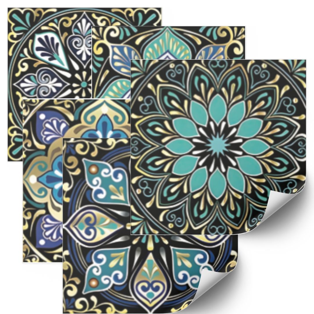 Tiles Sticker – Green / Blue / Peel and Stick Backsplash / 24 pcs