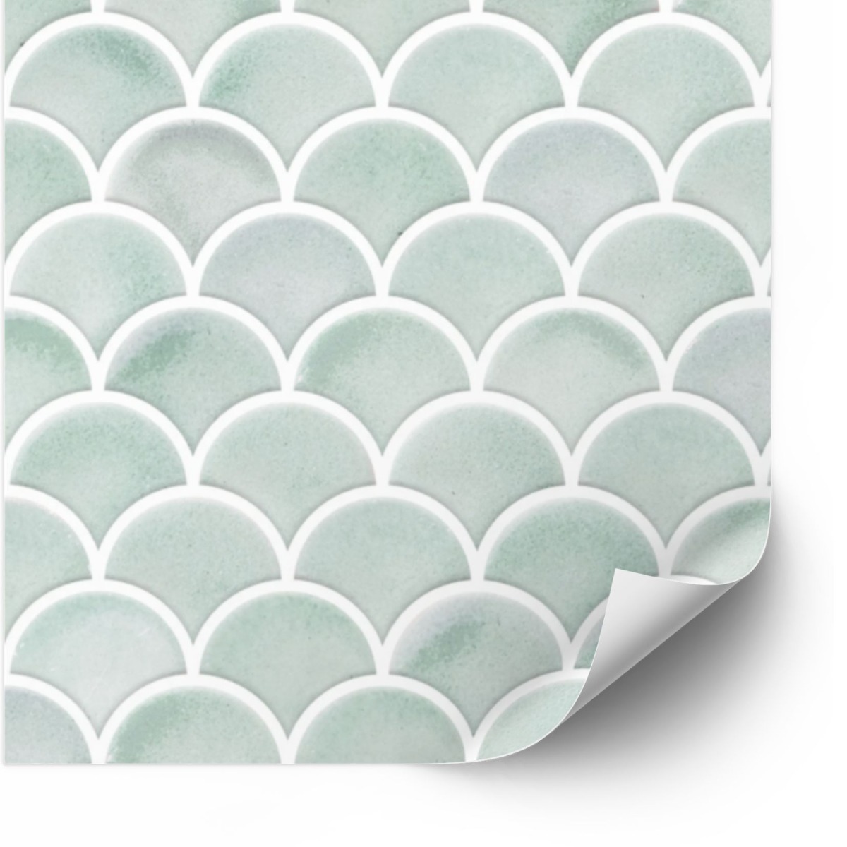 Tiles Sticker - Modern Aqua Scallop / 24 pcs