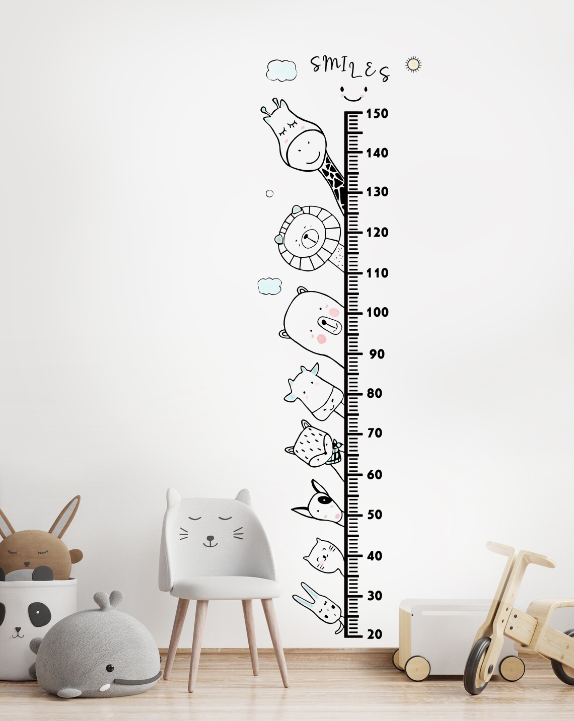 Wallsticker - Height Measure / Animals / Smiles