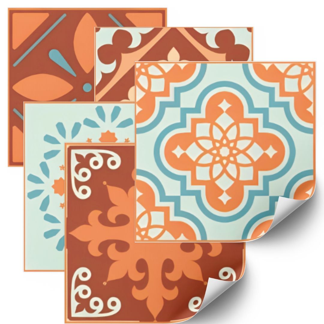Tiles Sticker - Ornament Orange / 24 pcs