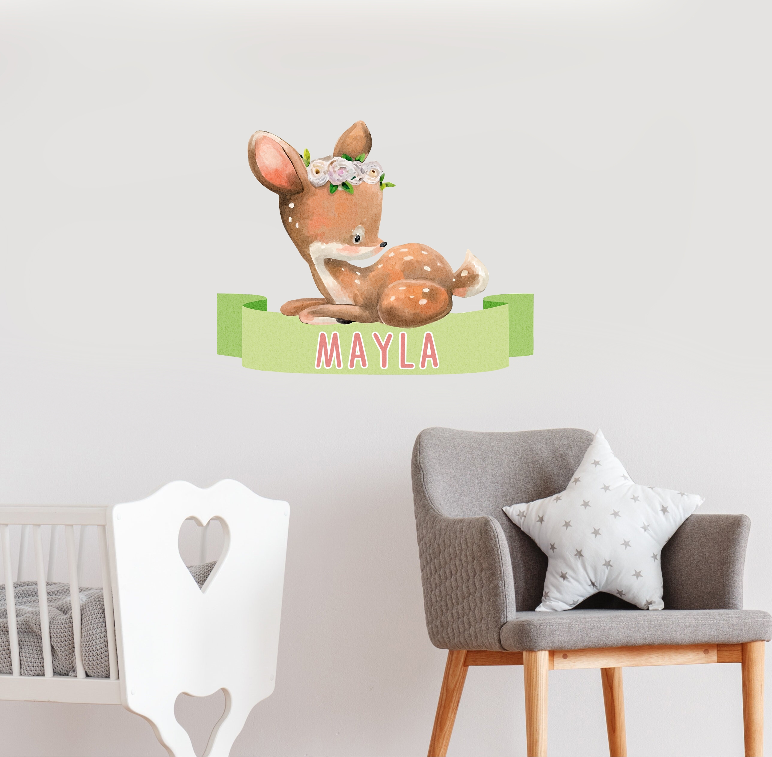 Wallsticker - Deer with Flowers / Personalised