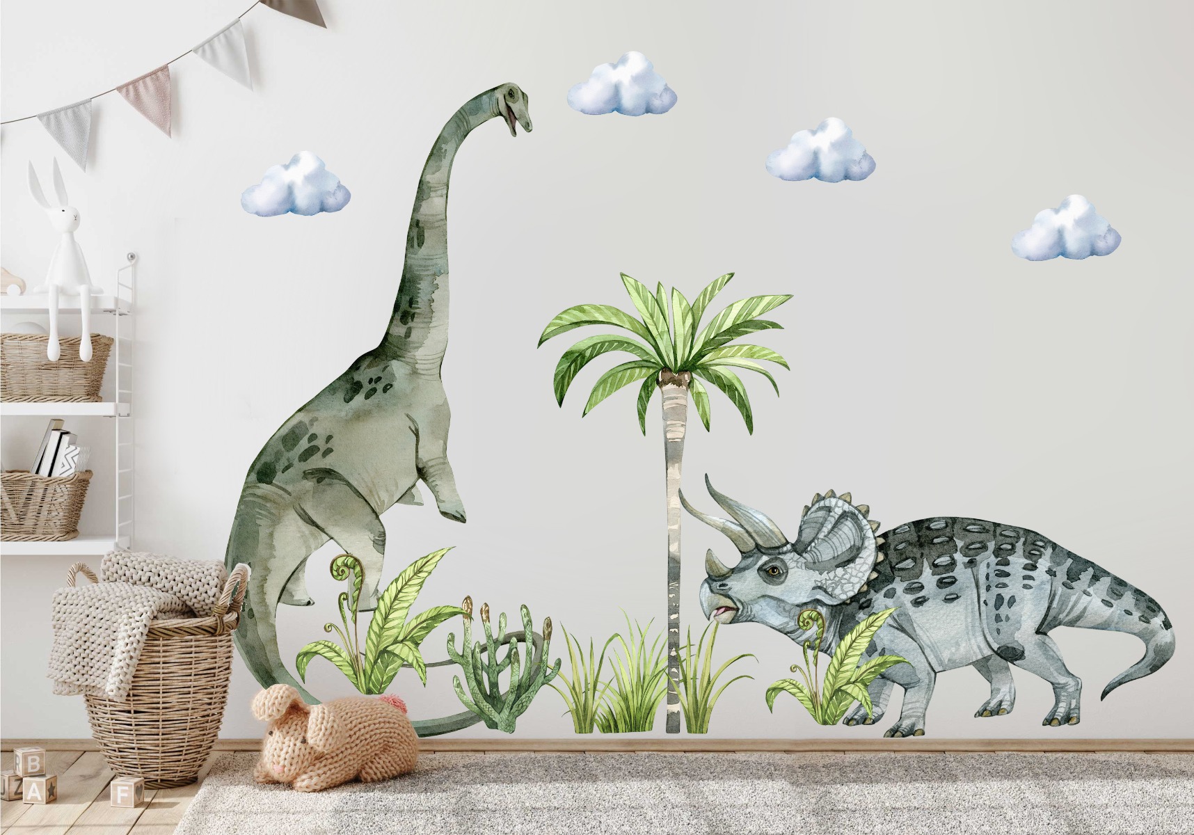 Wallsticker - Brontosaurus and Triceratops