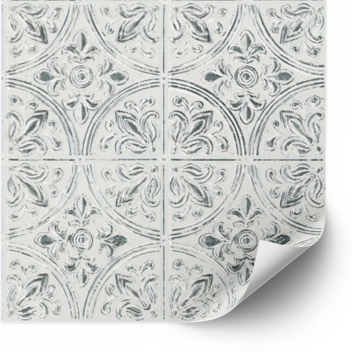 Tiles Sticker -  Antique White Faux Metallic Tile / 24 pcs