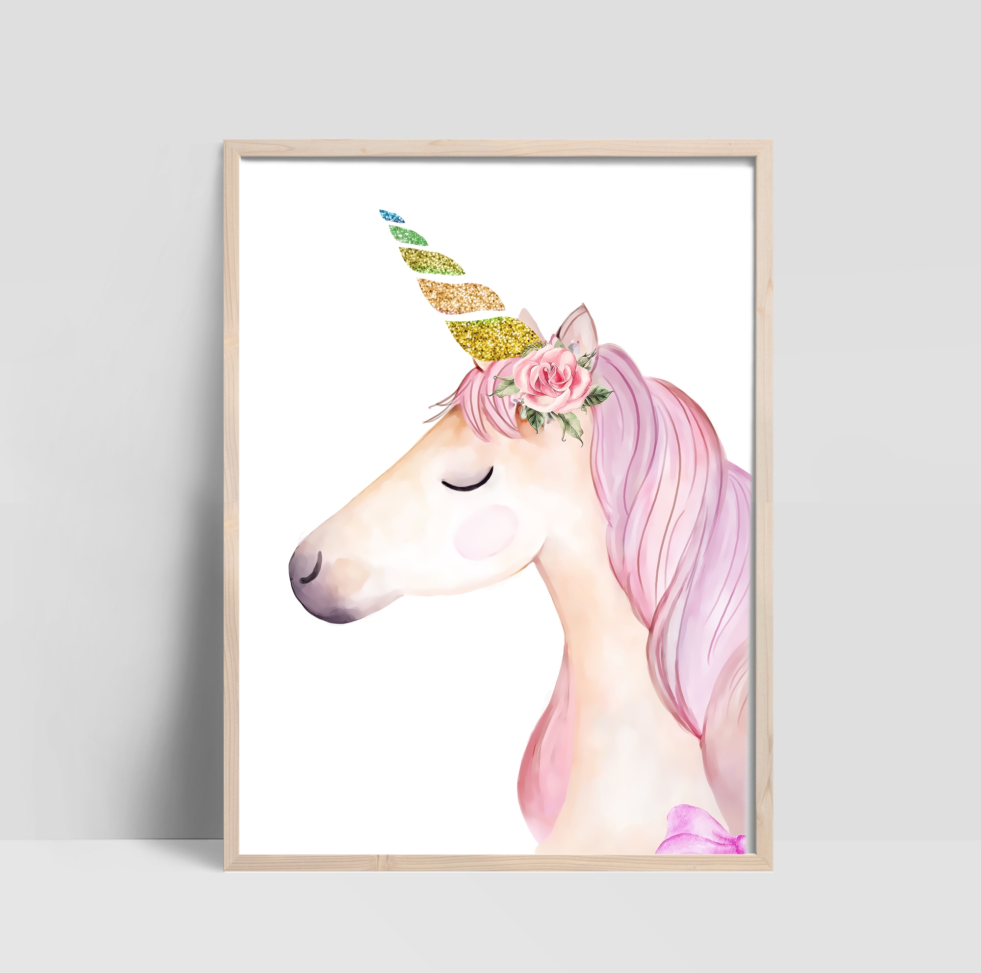 Poster - Unicorn with Flowers / Left