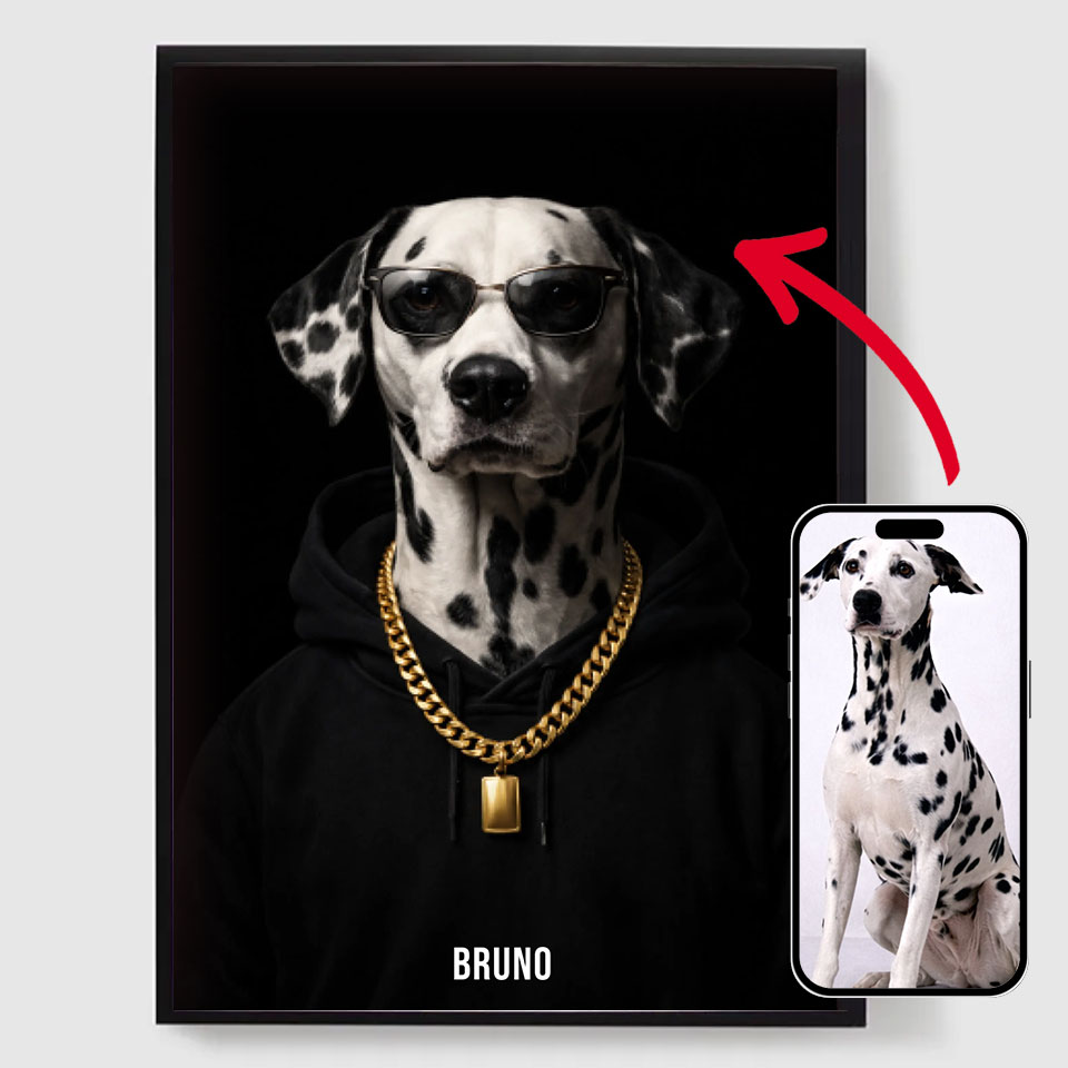 Personalised Poster - Gangster Pet Portrait - AI Poster