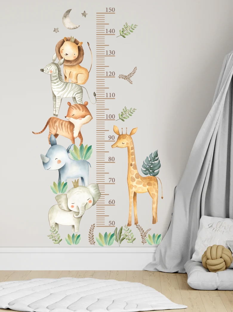 Wallsticker - African Animals / Height Measure