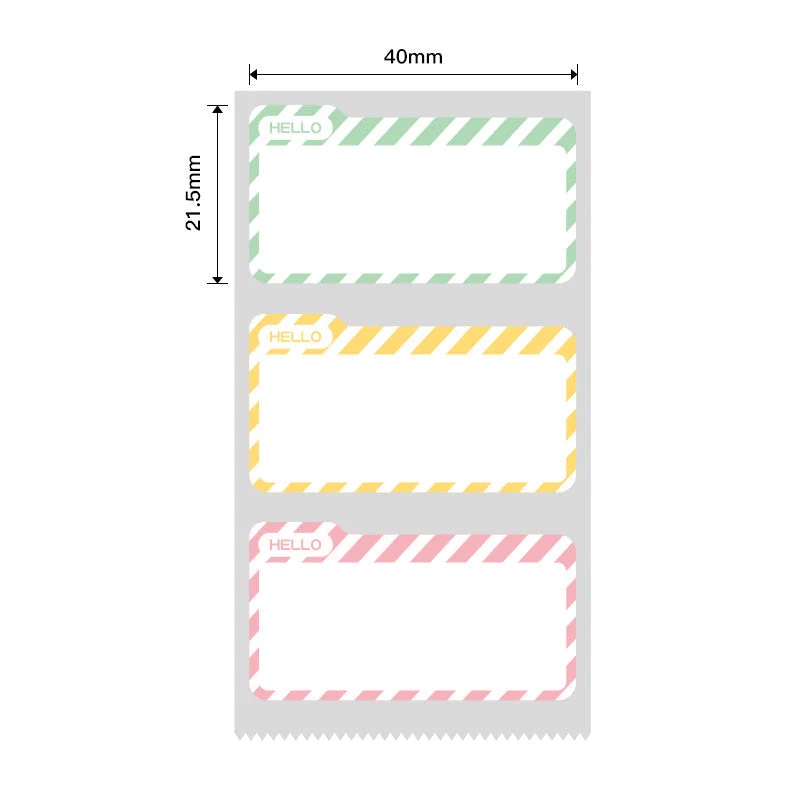 NIIMBOT Label Stickers B1 / B21 / B3 Series 40 x 21.5 mm / 300 pcs / Hello Tag Design  (MULTI-COLOUR)
