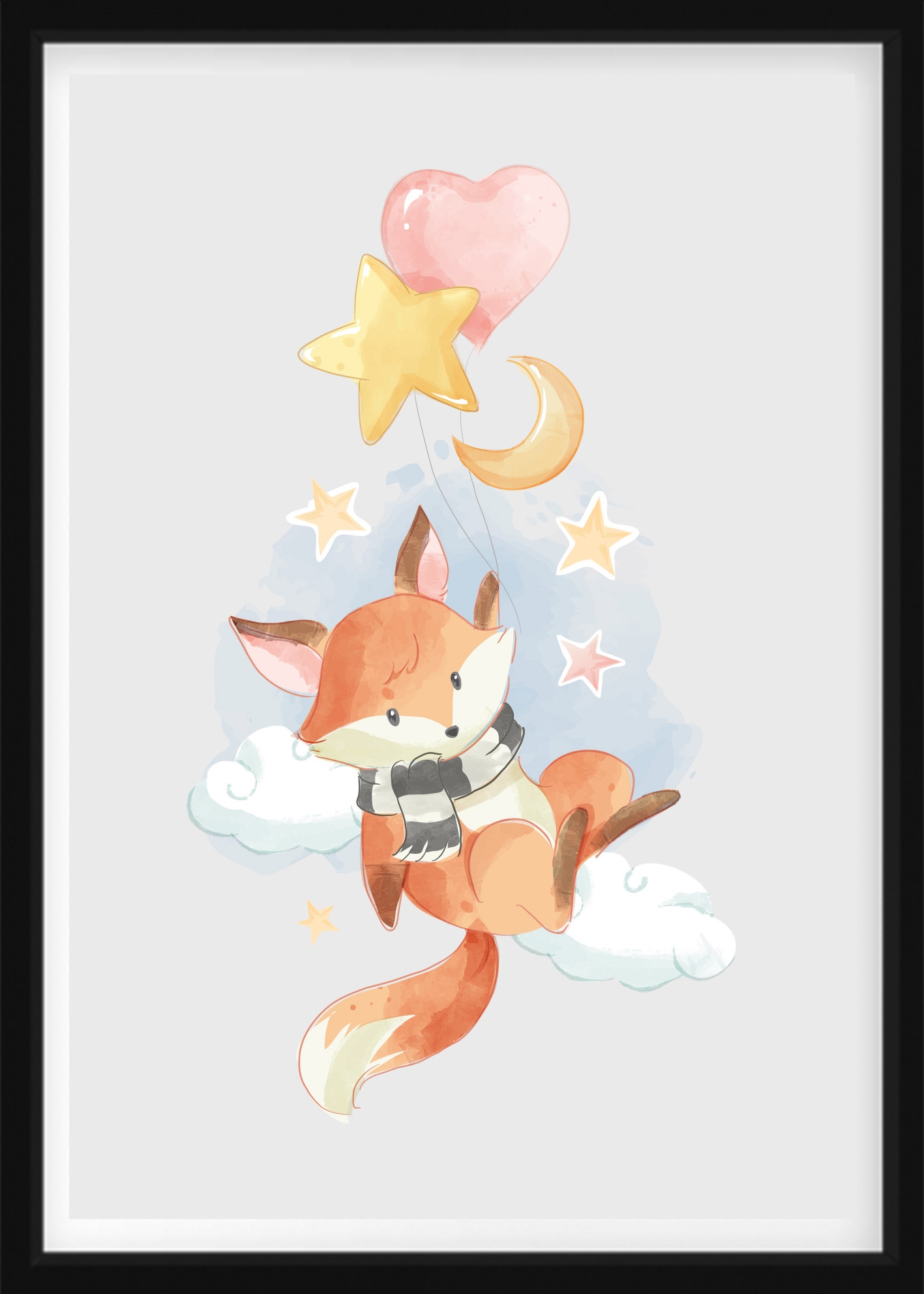 POSTER - Fox with star and moon