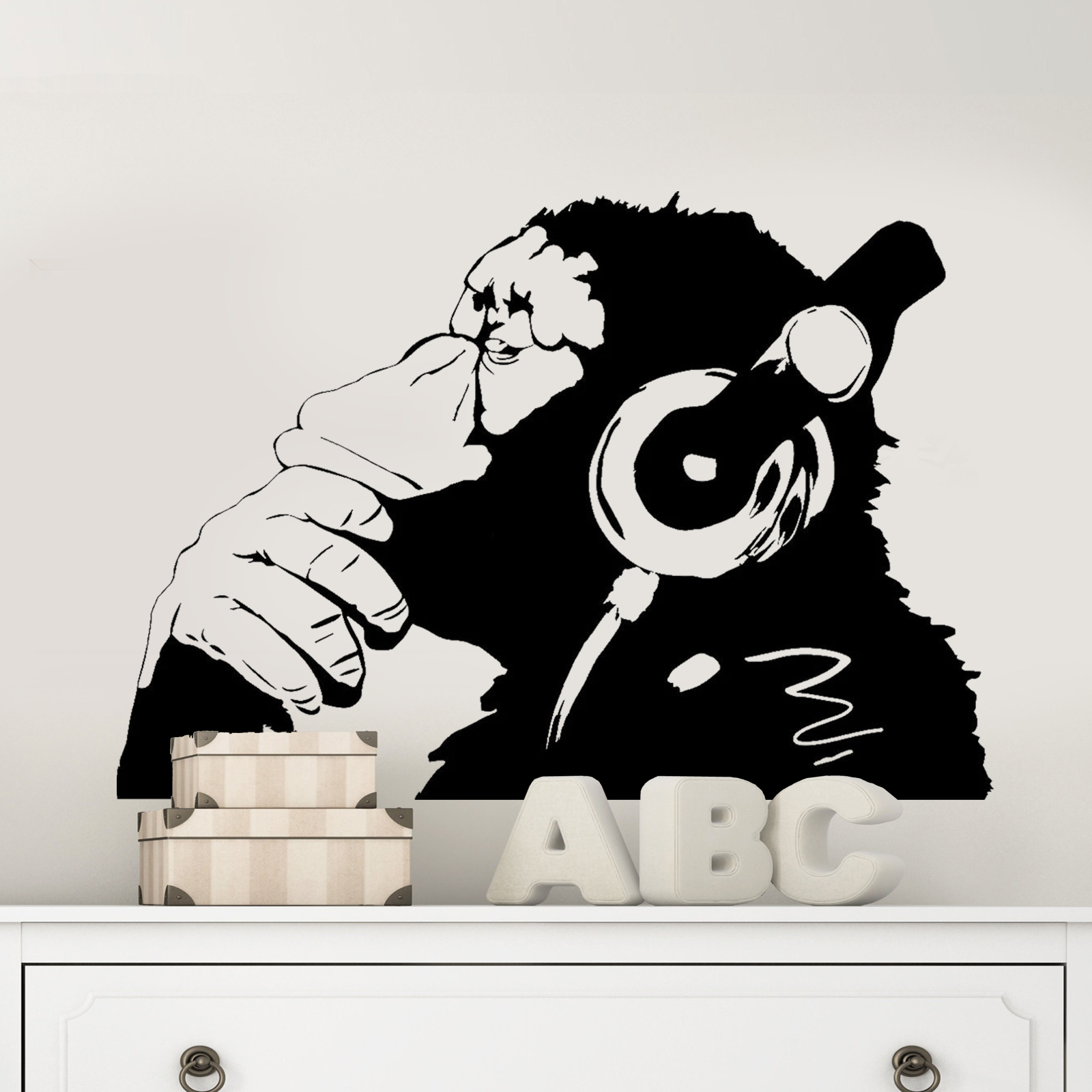 Wallsticker -  Gorilla with Headphones