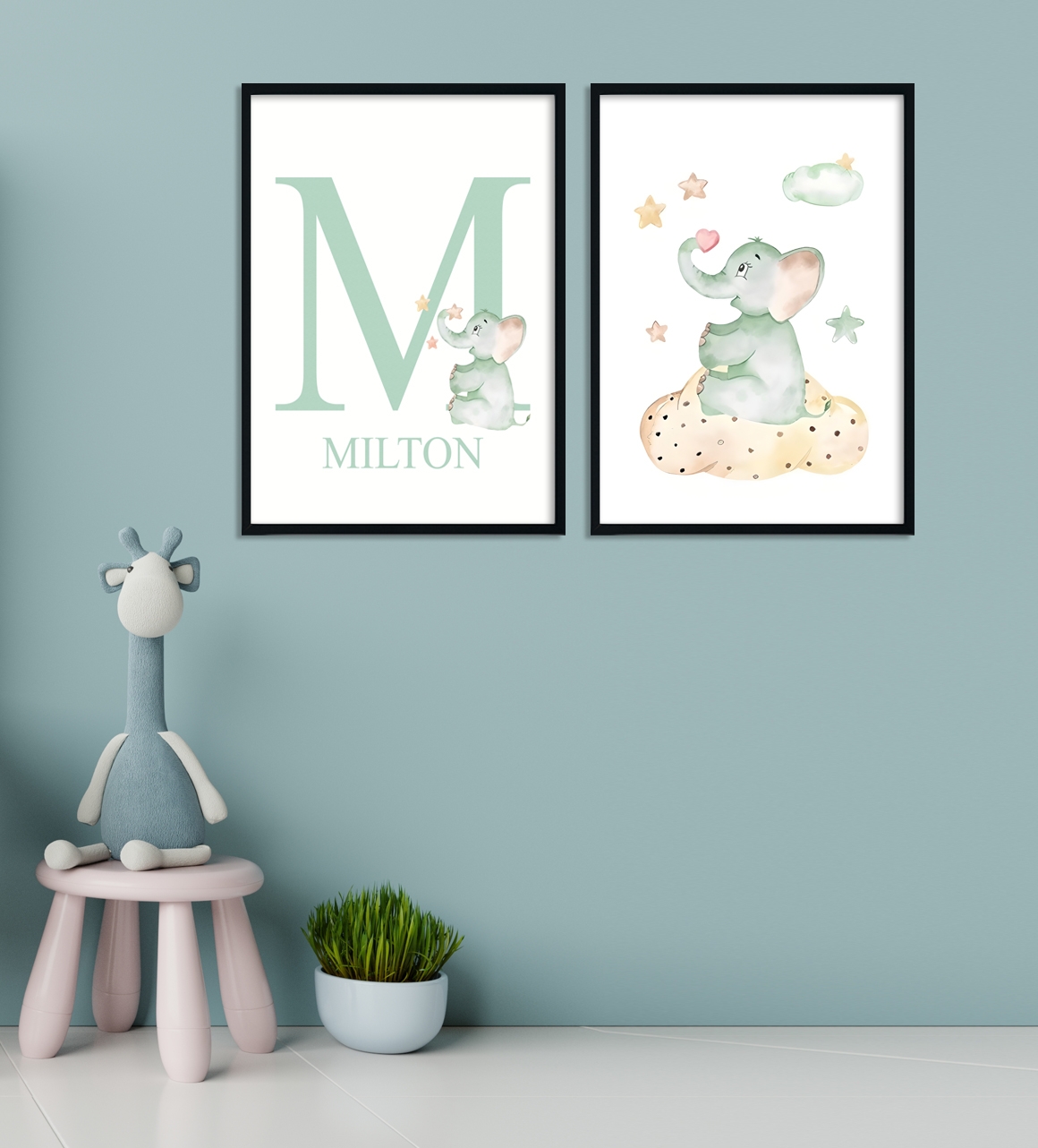 Poster - Elephant / Custom Text / Set of 2