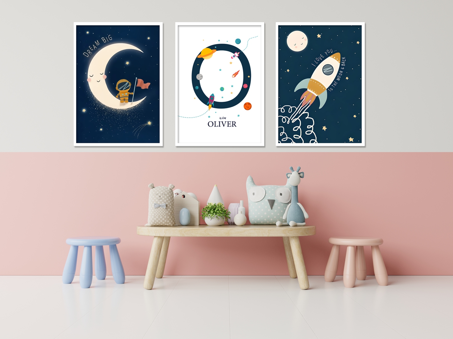 Poster - Space / Custom Text / Set of 3