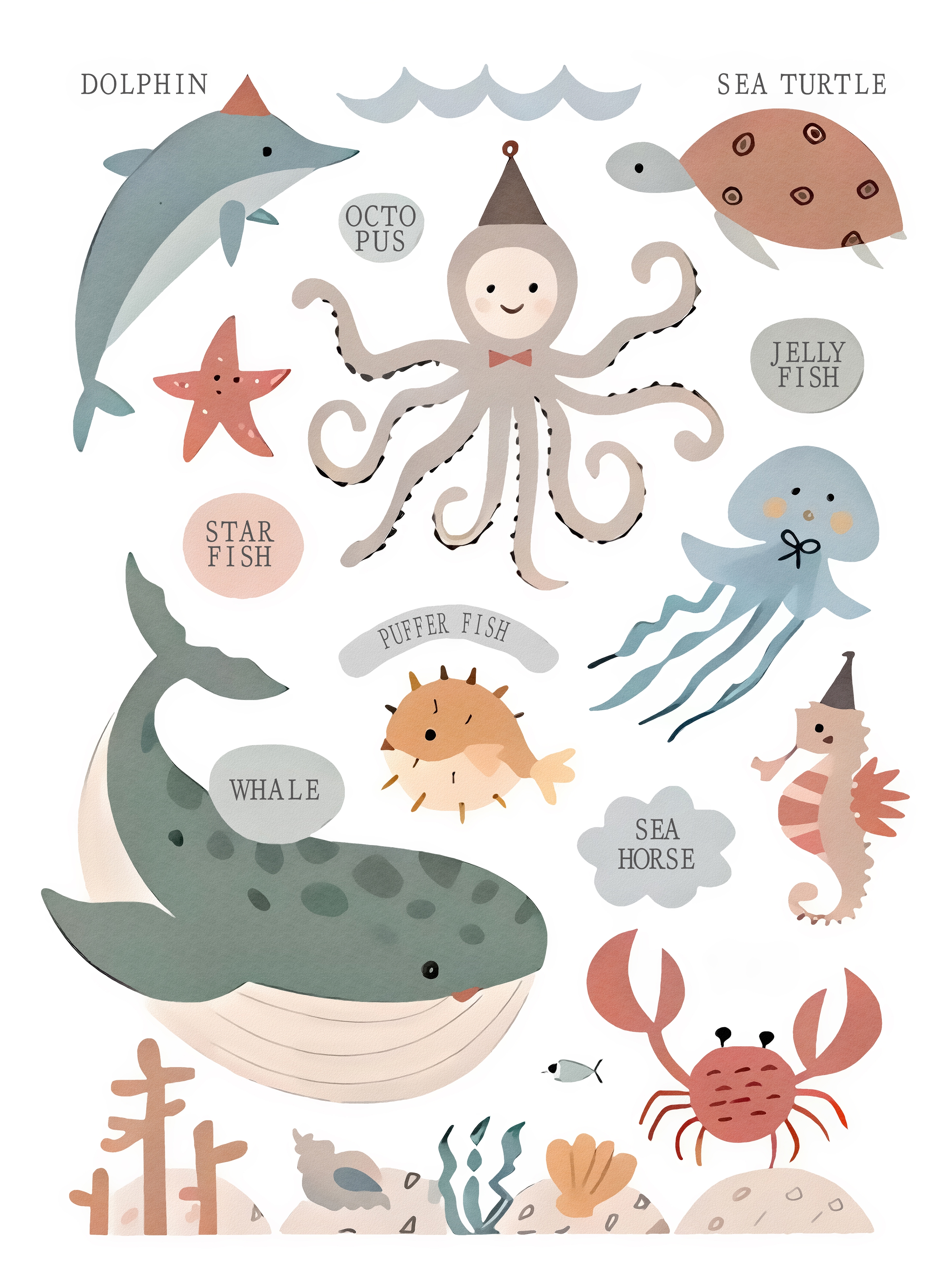 Poster - Sea Animals with Names