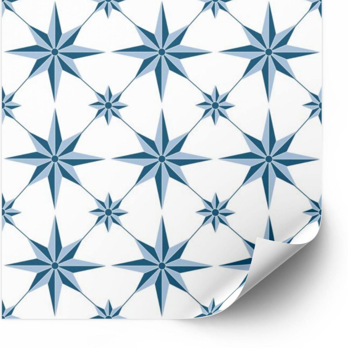 Tiles Sticker -  Star Pattern Blue Peel and Stick Tile / 24 pcs