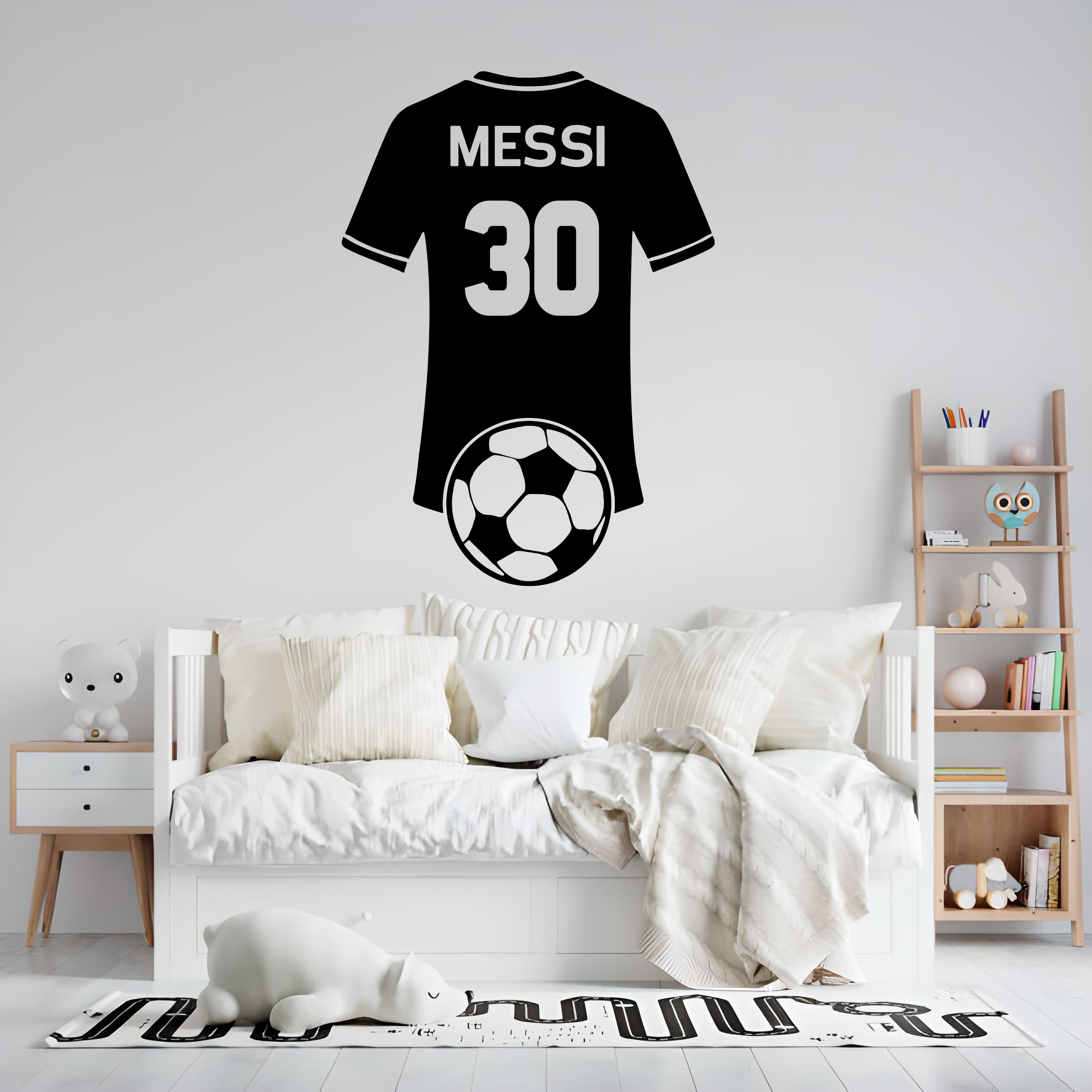 Wallsticker -  Soccer Player T-shirt / Personalised  Name and Number / Transparent