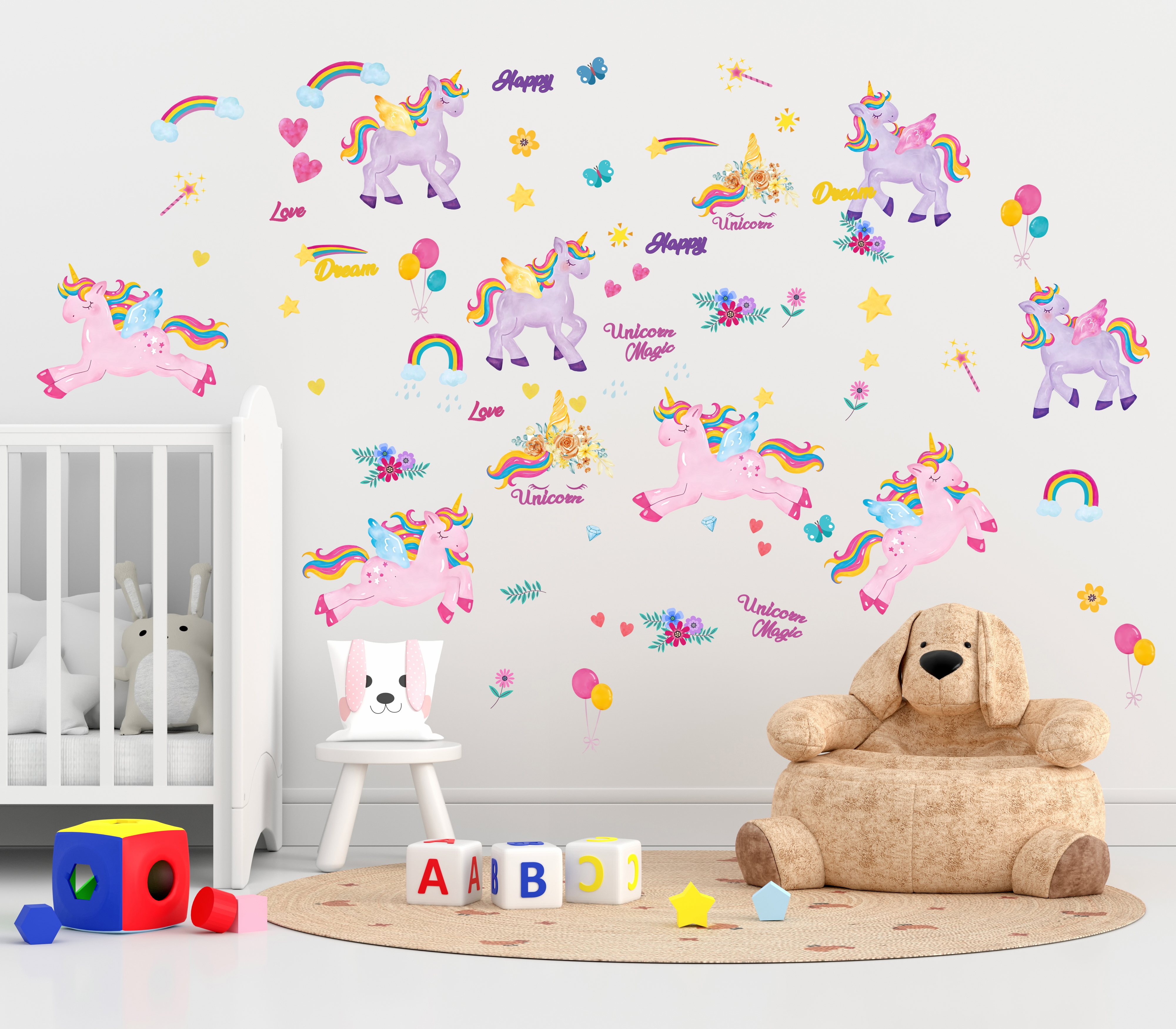 Wallsticker - Unicorn and Rainbows / Happy Dream